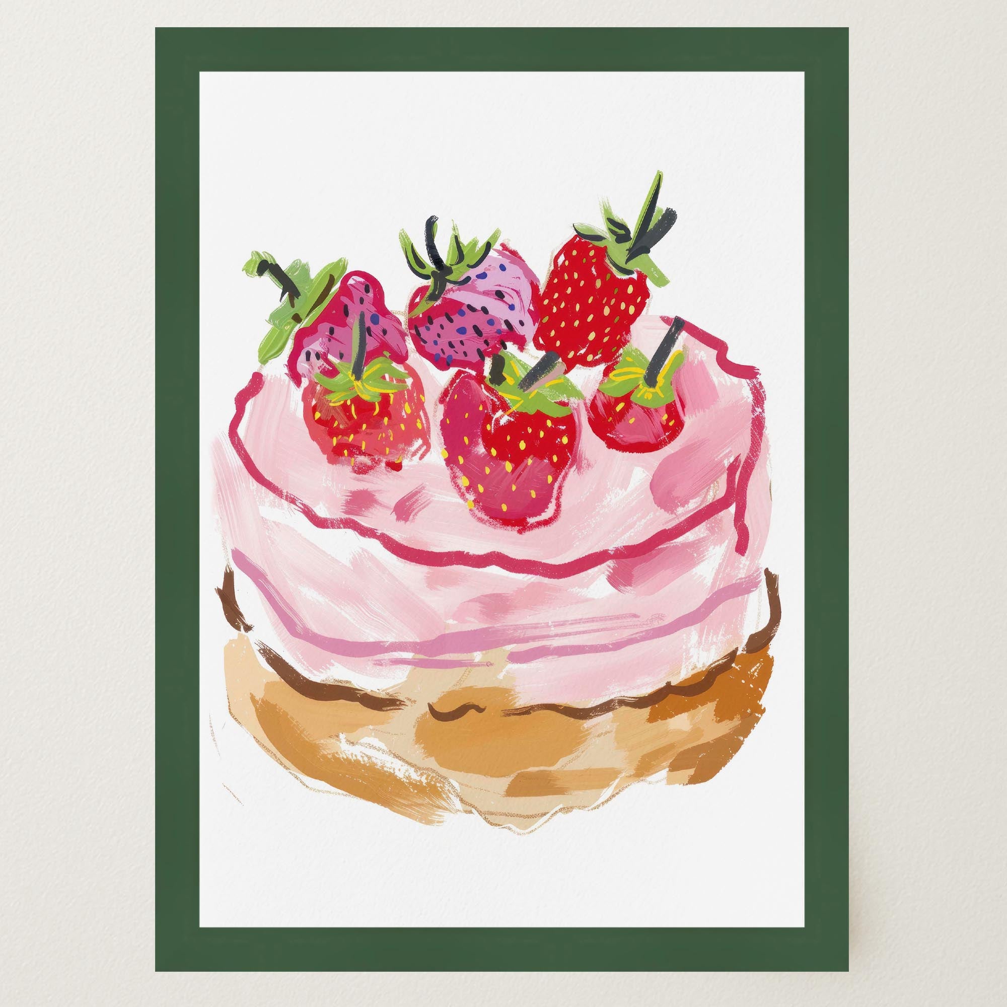 Strawberry Cake Kitchen Wall Art Print-Skudaboo