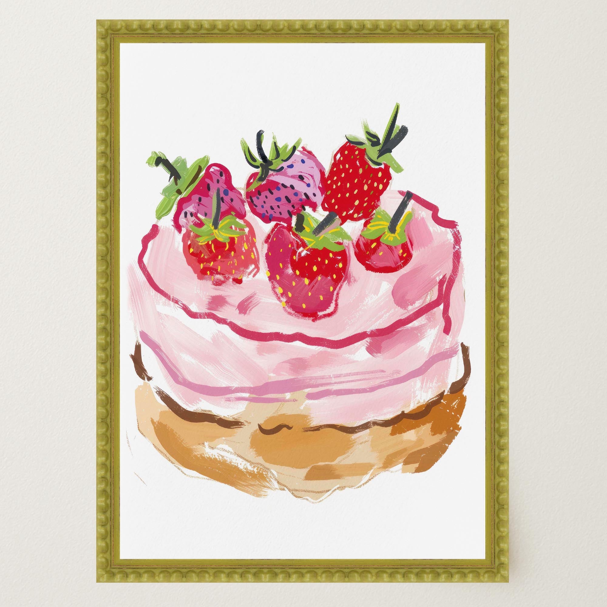 Strawberry Cake Kitchen Wall Art Print-Skudaboo
