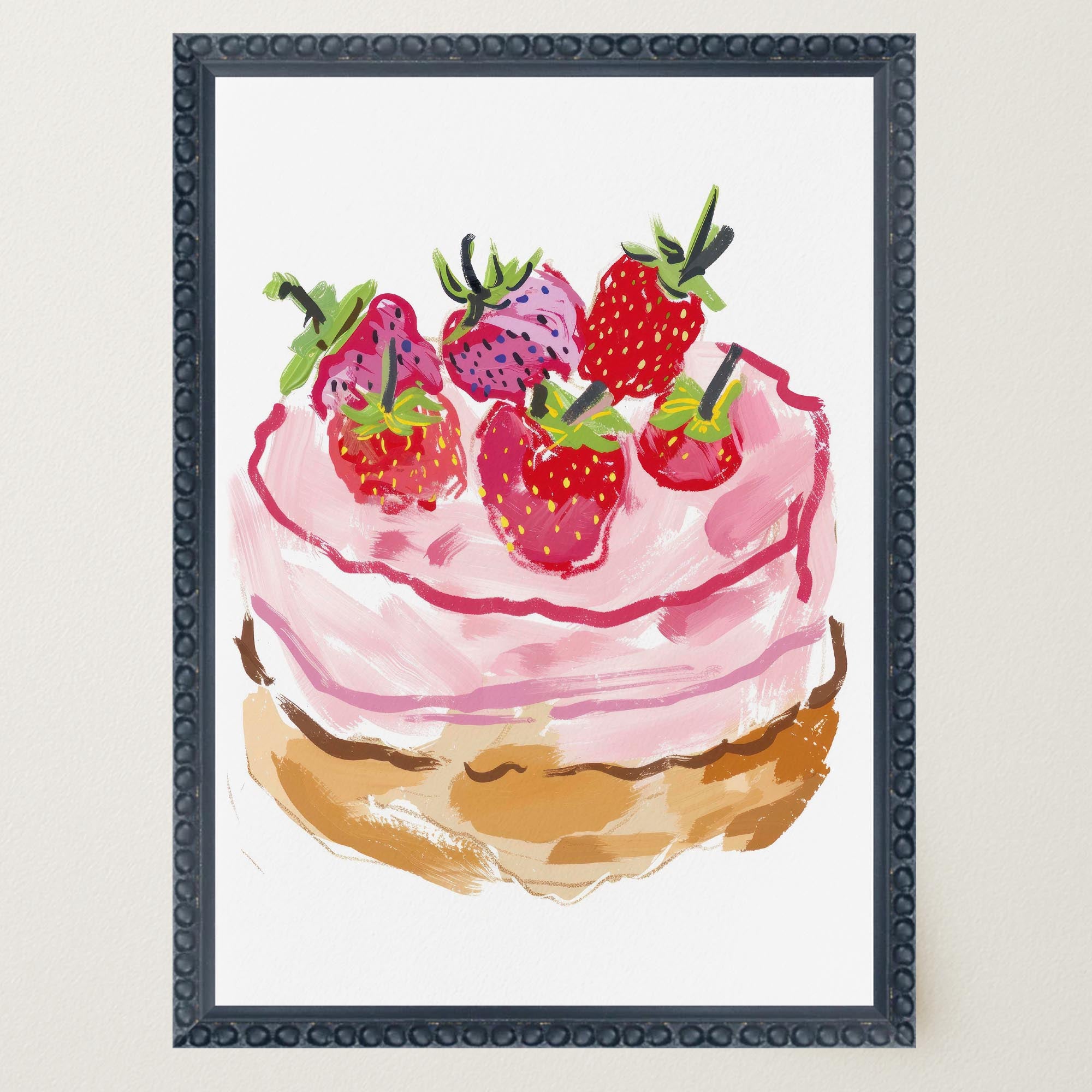 Strawberry Cake Kitchen Wall Art Print-Skudaboo