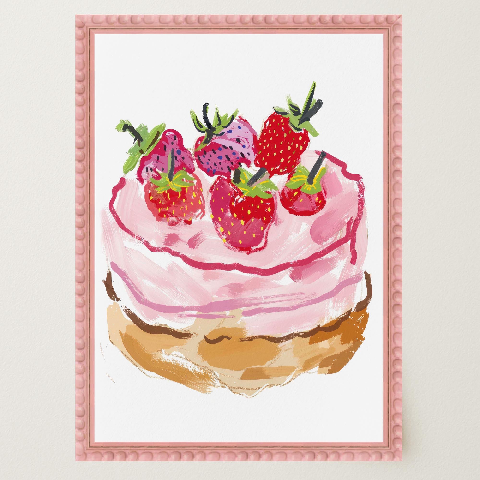 Strawberry Cake Kitchen Wall Art Print-Skudaboo