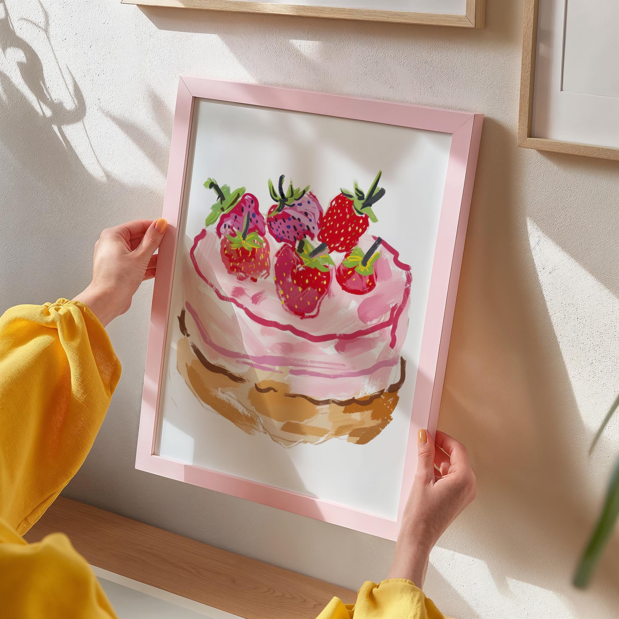 Strawberry Cake Kitchen Wall Art Print-Skudaboo