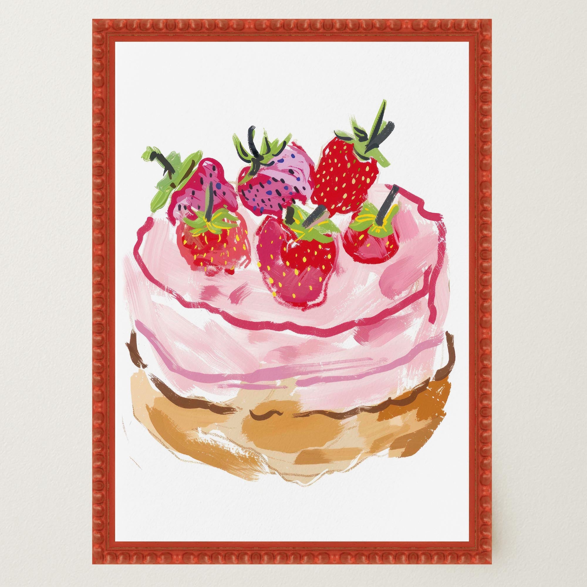 Strawberry Cake Kitchen Wall Art Print-Skudaboo