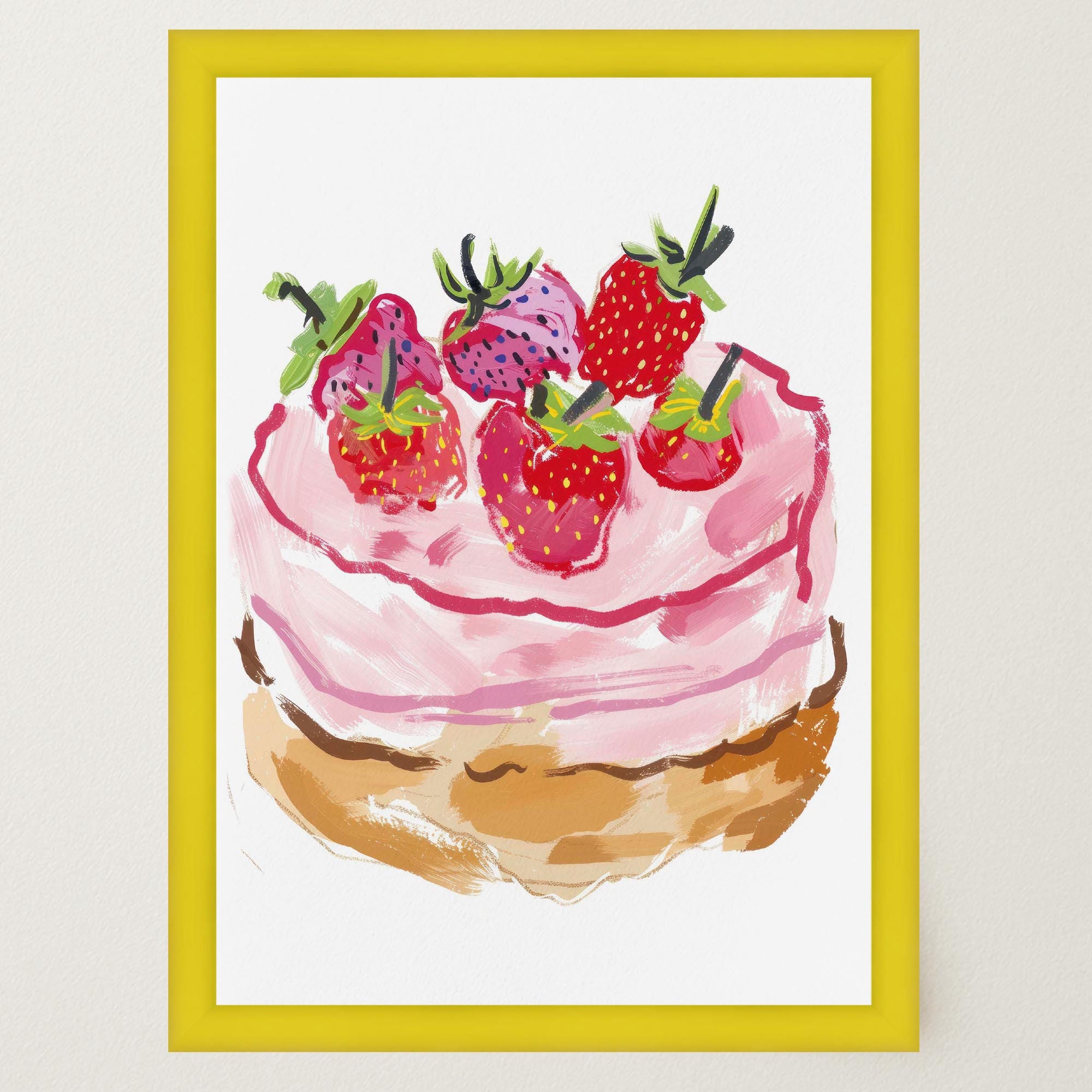 Strawberry Cake Kitchen Wall Art Print-Skudaboo
