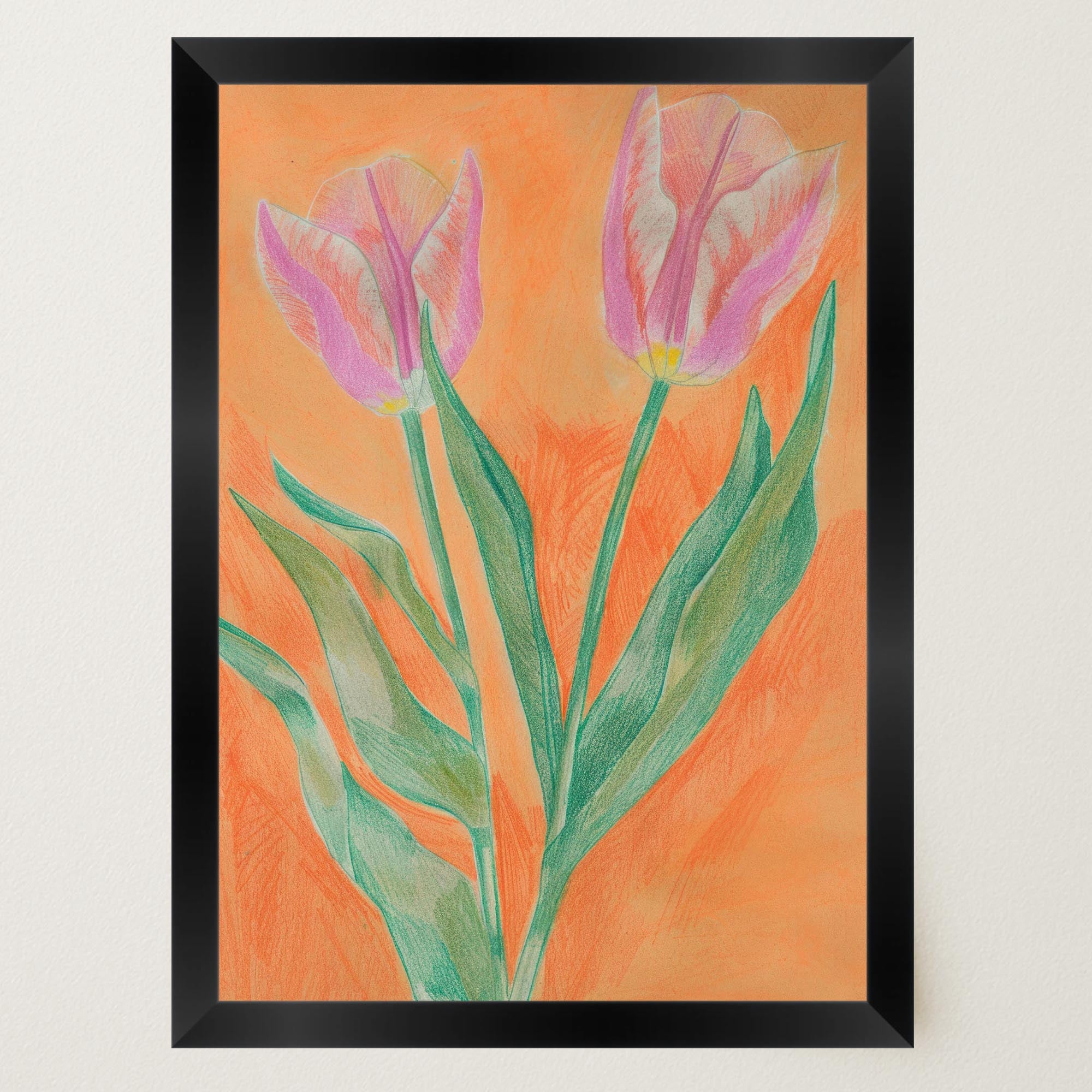 Pink Tulip Botanical Wall Art Print-Skudaboo