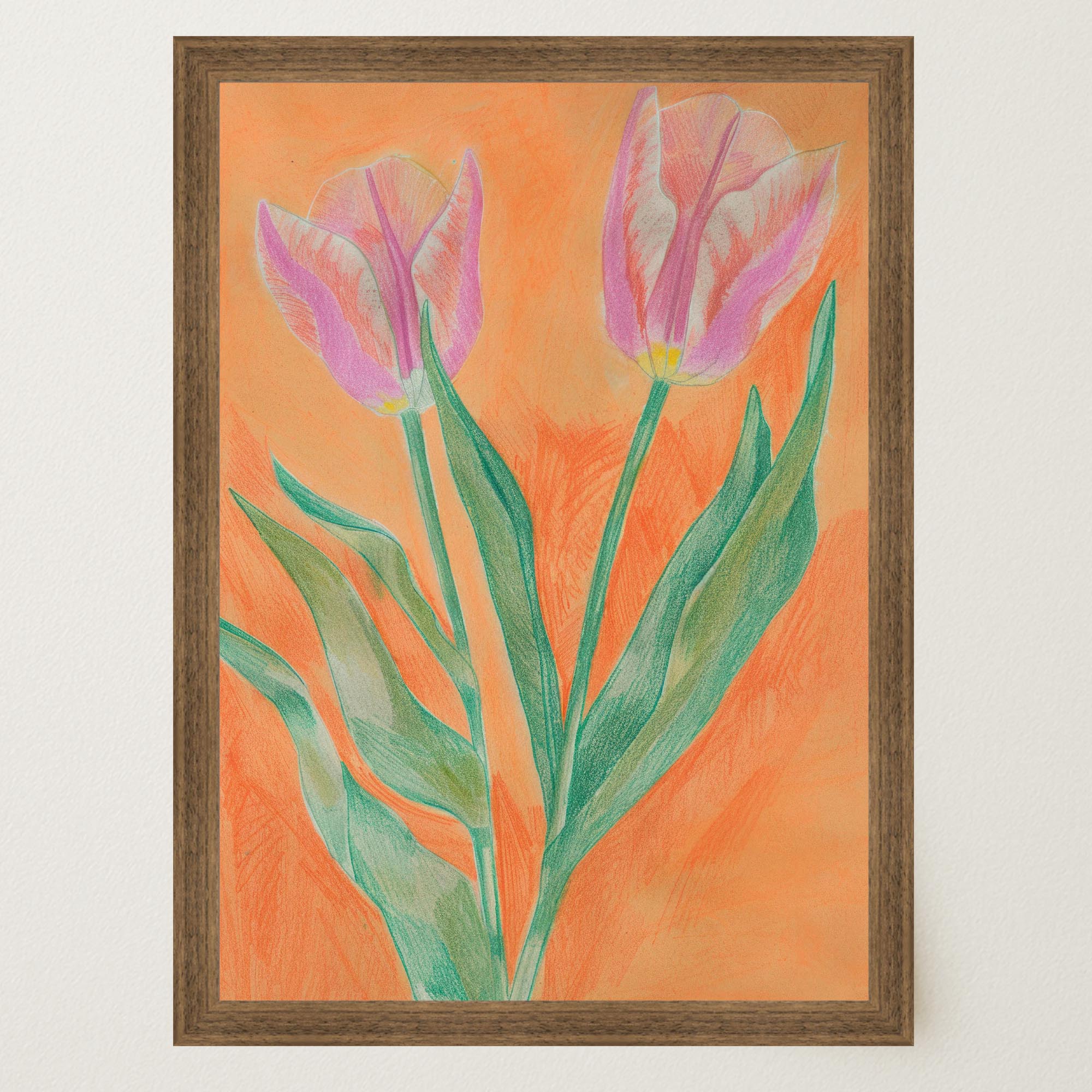 Pink Tulip Botanical Wall Art Print-Skudaboo
