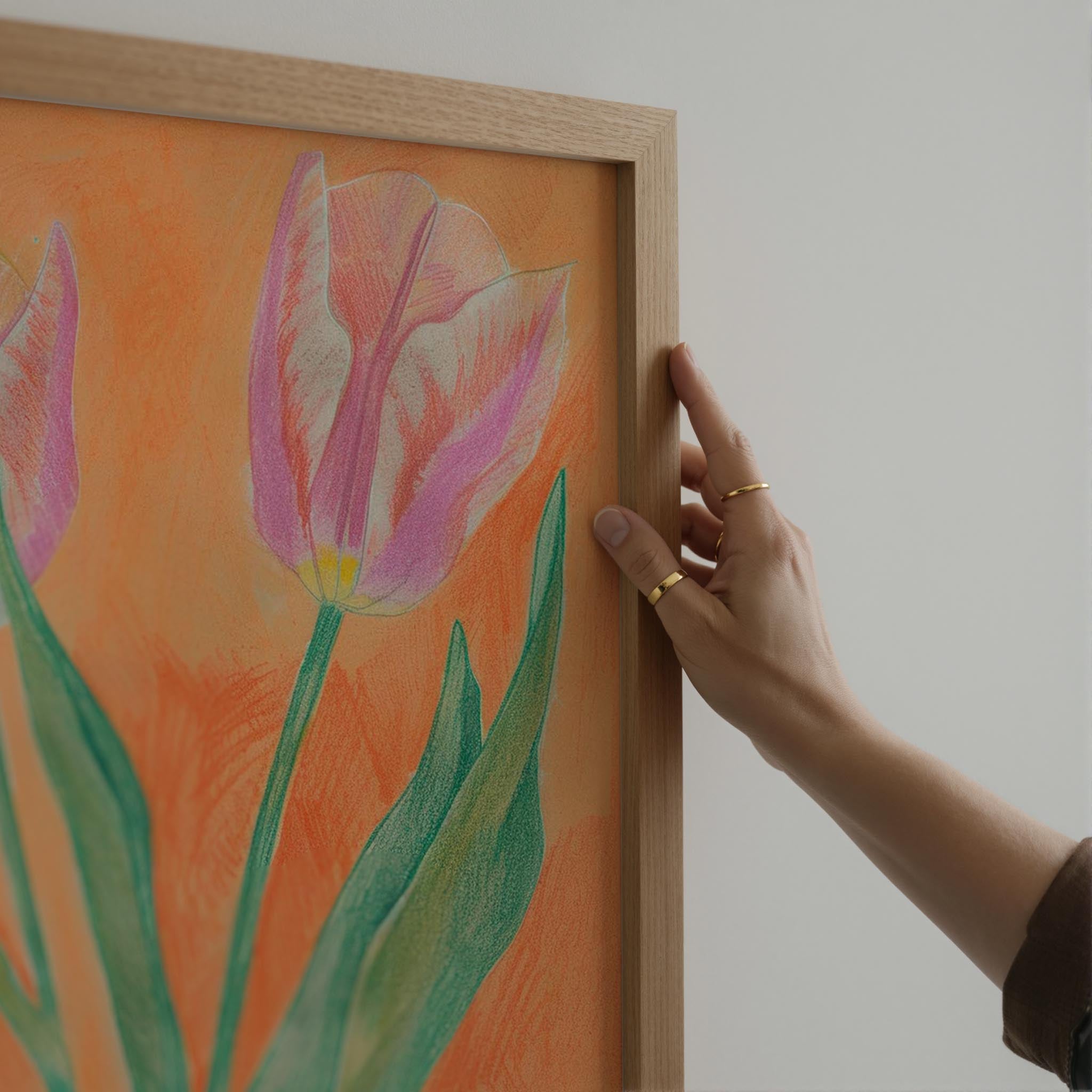 Pink Tulip Botanical Wall Art Print-Skudaboo