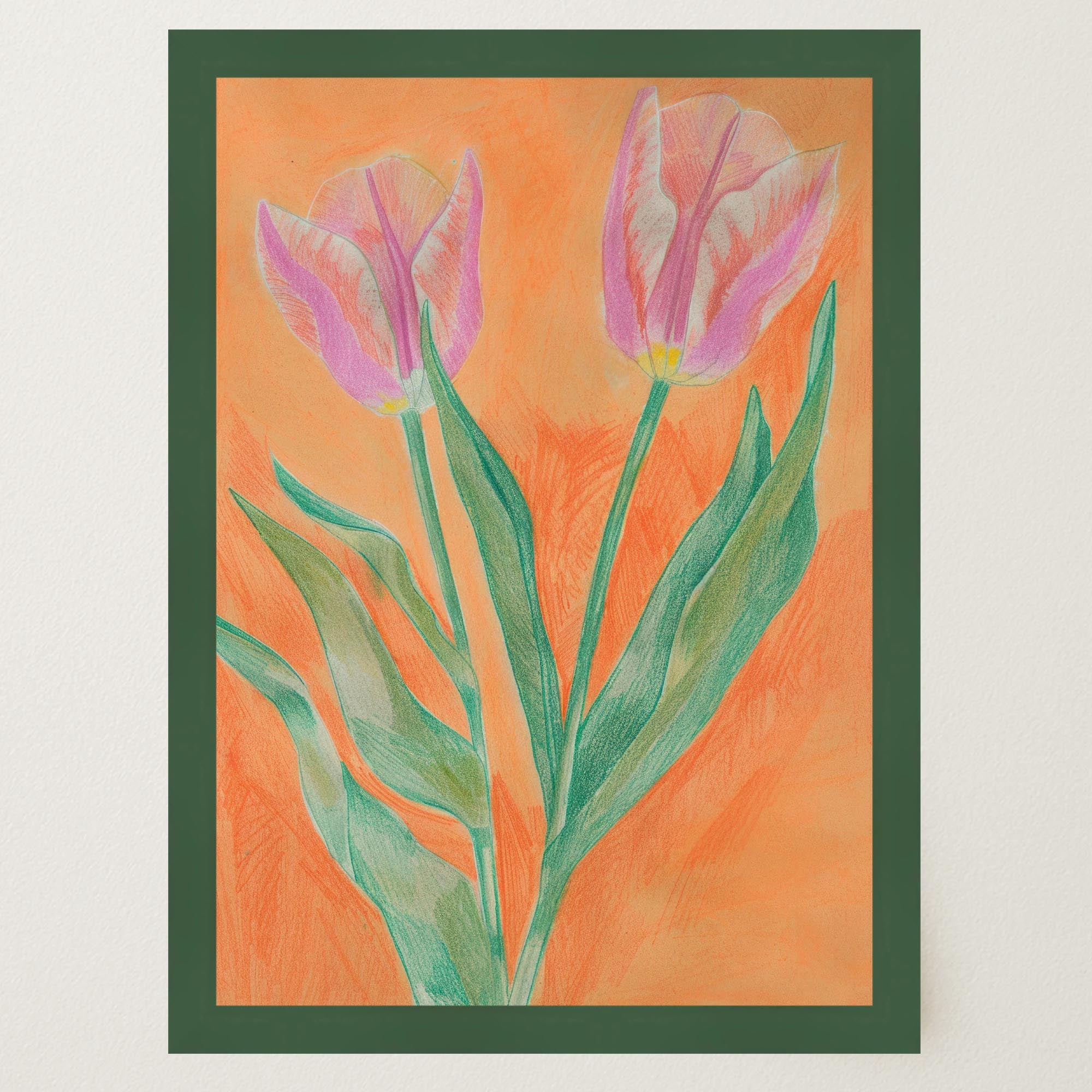 Pink Tulip Botanical Wall Art Print-Skudaboo