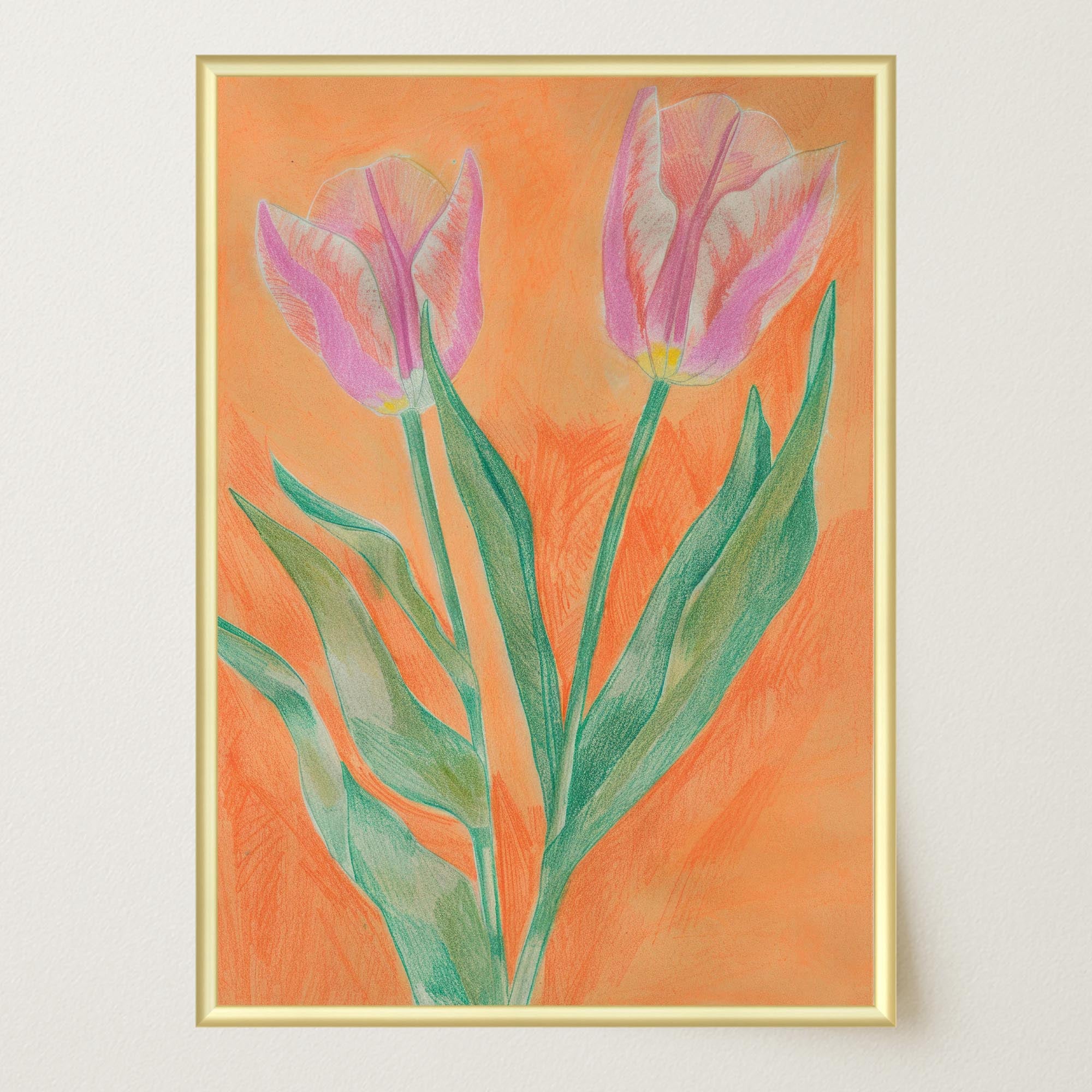 Pink Tulip Botanical Wall Art Print-Skudaboo