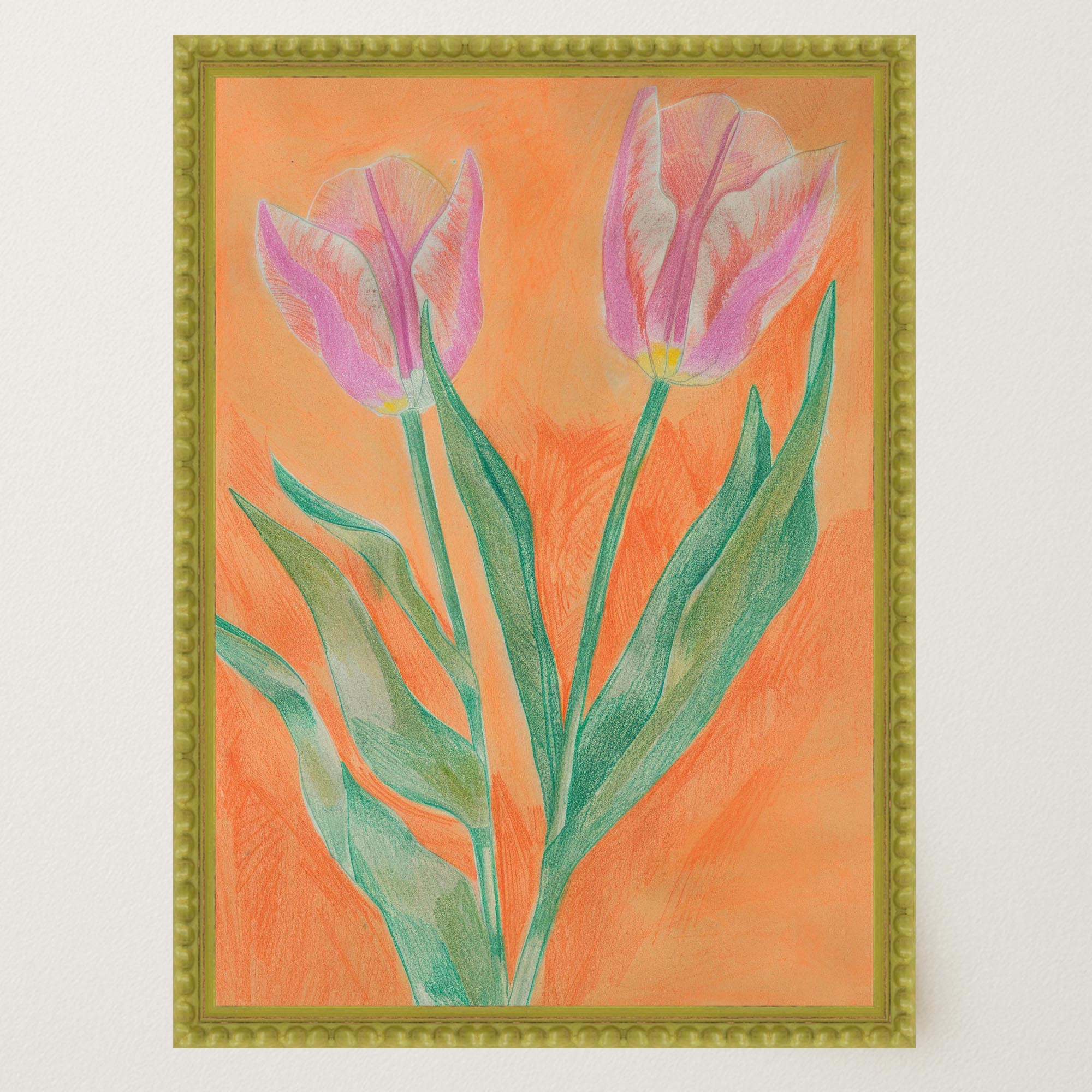 Pink Tulip Botanical Wall Art Print-Skudaboo