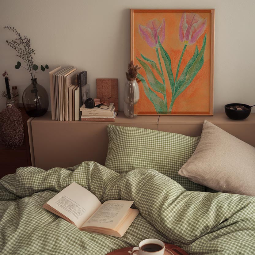 Pink Tulip Botanical Wall Art Print-Skudaboo