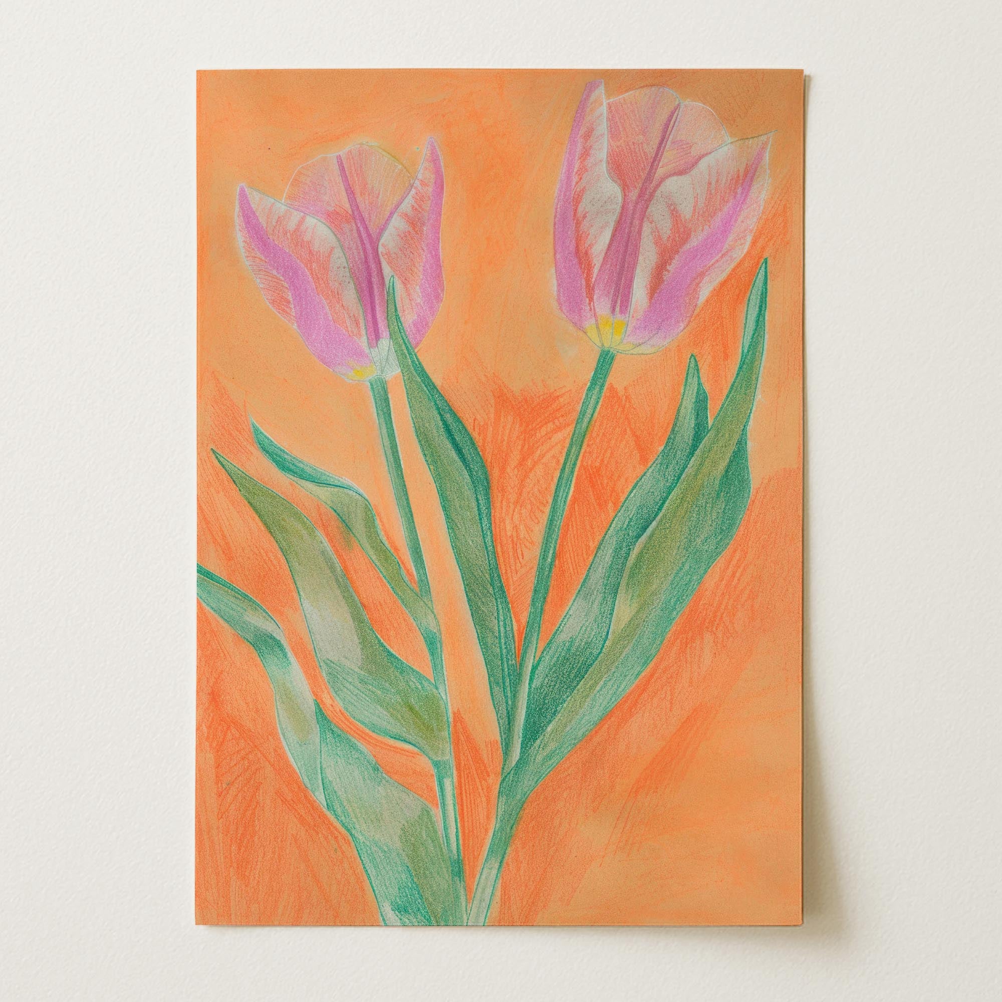 Pink Tulip Botanical Wall Art Print-Skudaboo