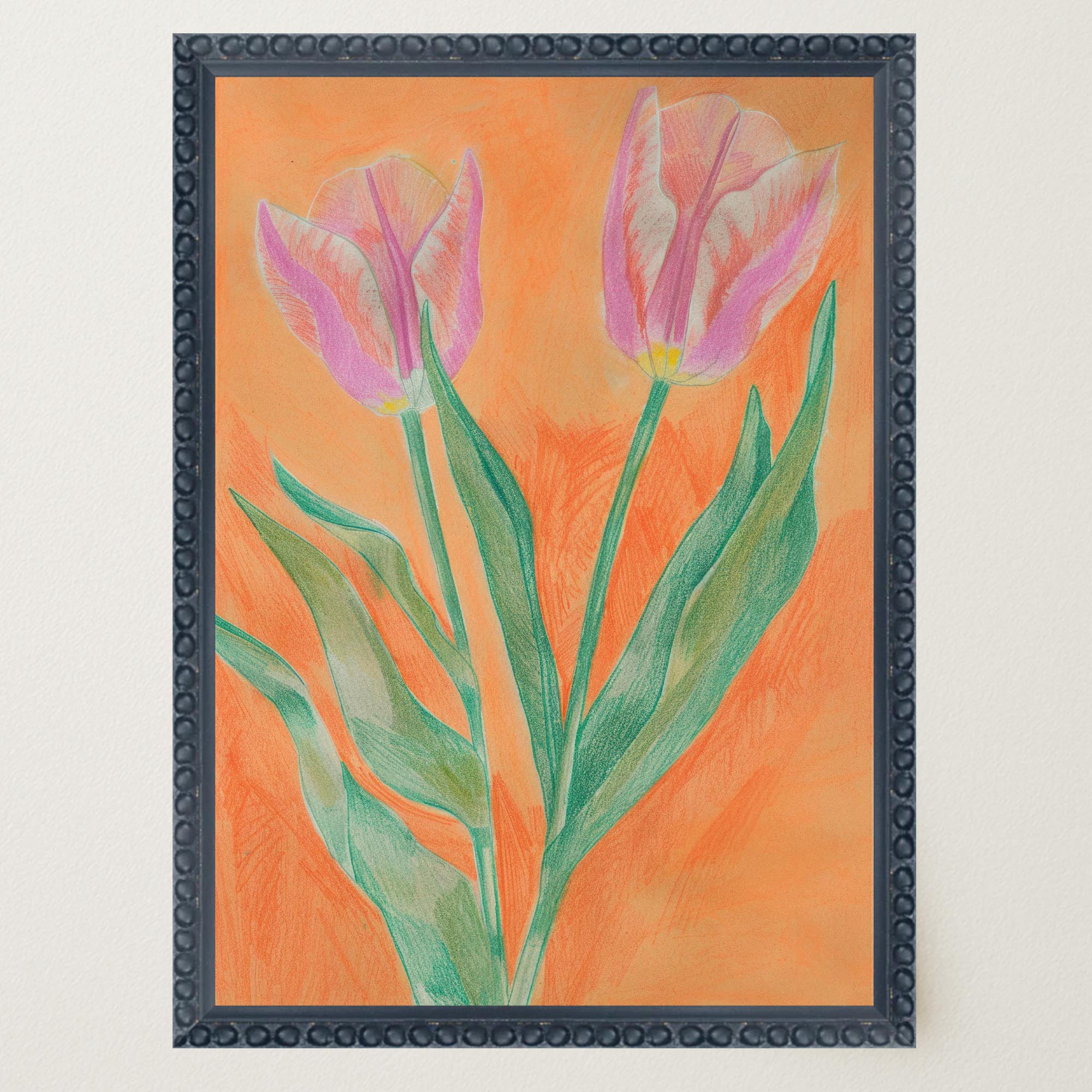 Pink Tulip Botanical Wall Art Print-Skudaboo