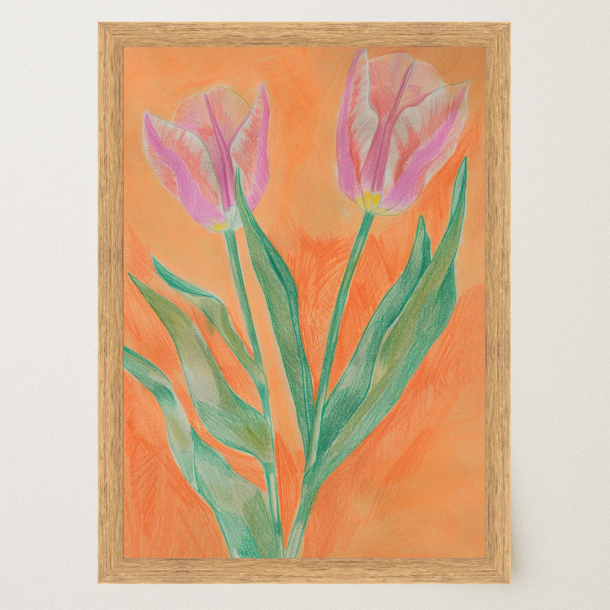 Pink Tulip Botanical Wall Art Print-Skudaboo
