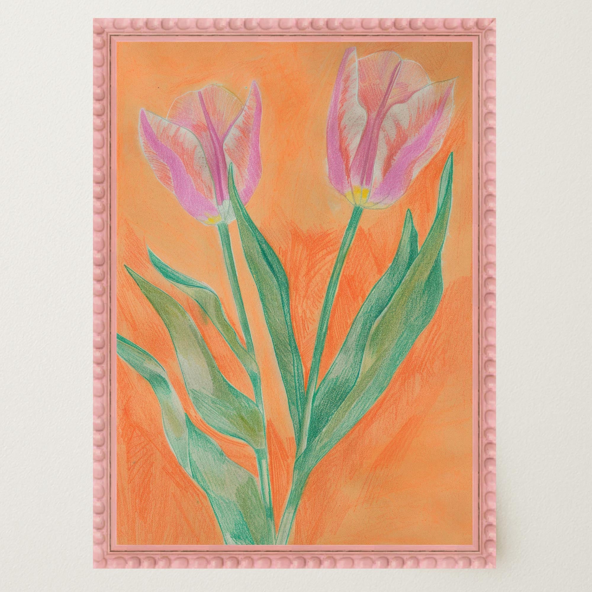 Pink Tulip Botanical Wall Art Print-Skudaboo