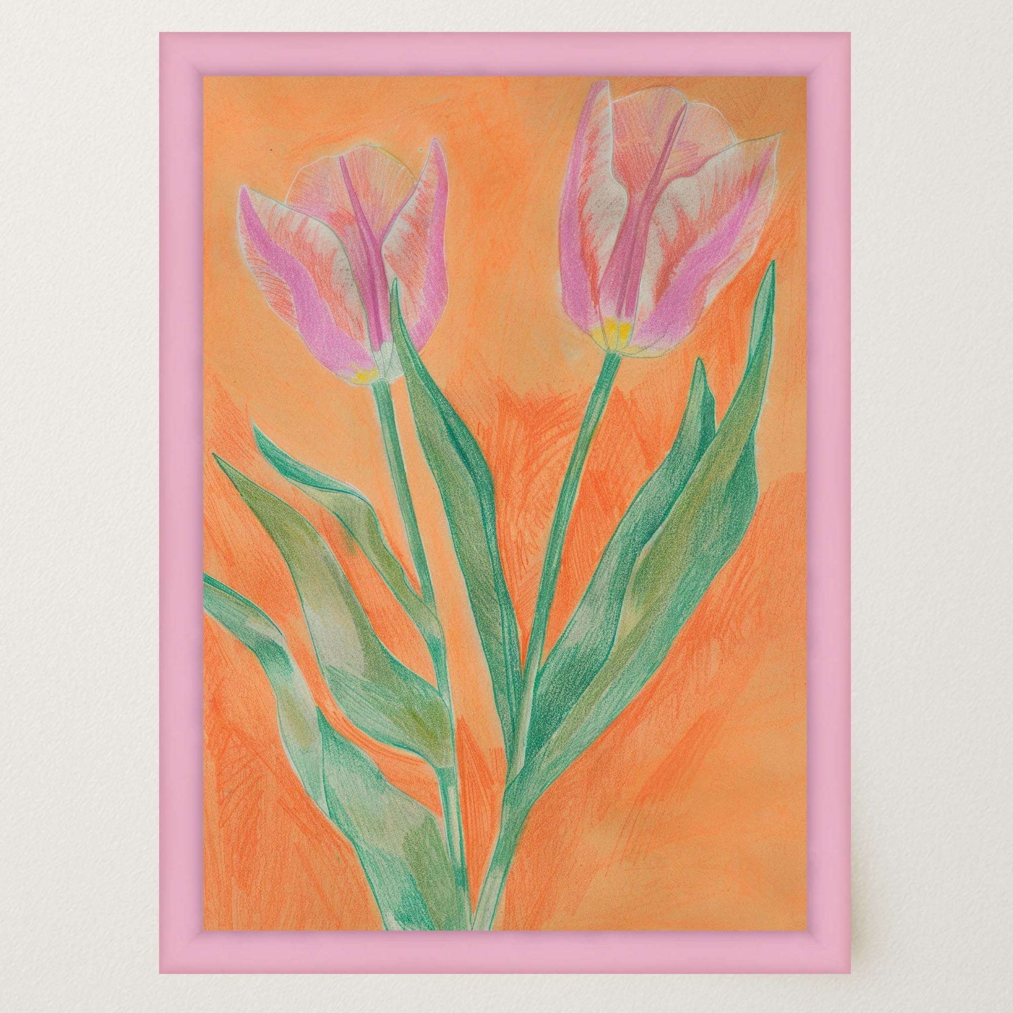 Pink Tulip Botanical Wall Art Print-Skudaboo