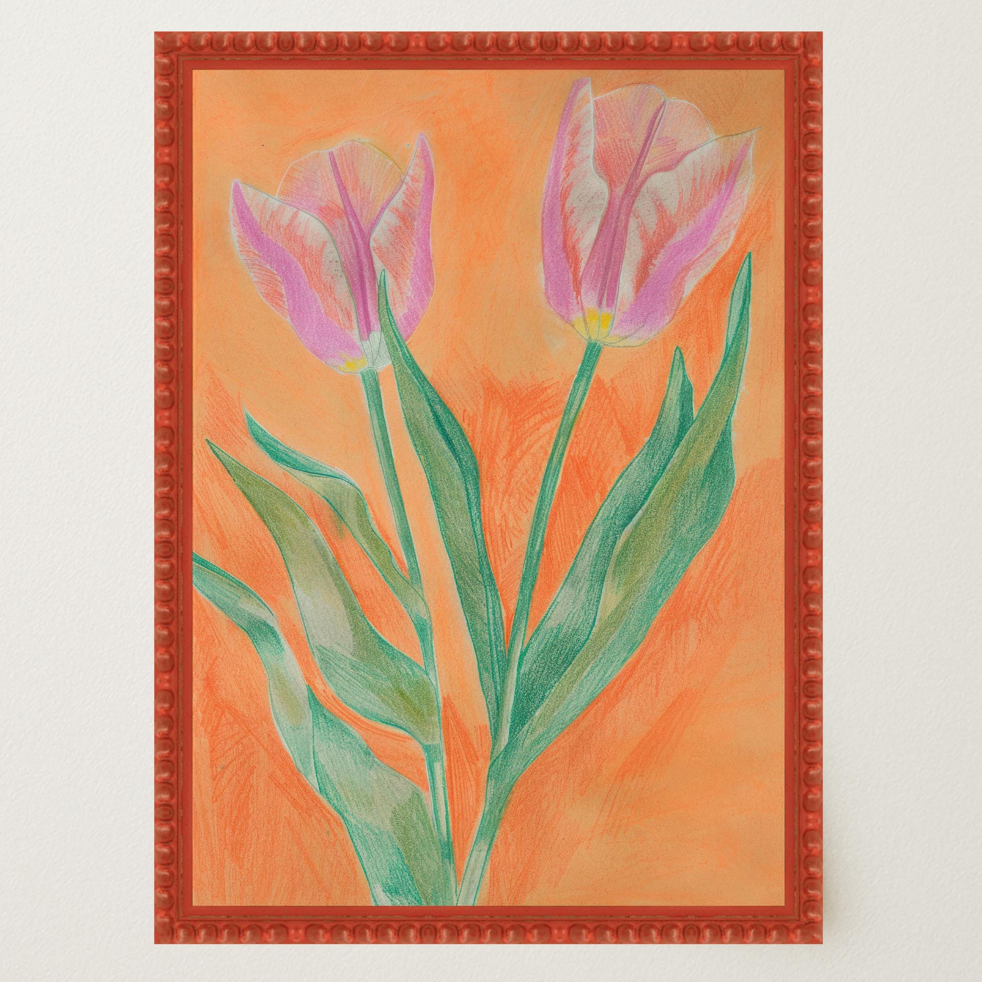 Pink Tulip Botanical Wall Art Print-Skudaboo