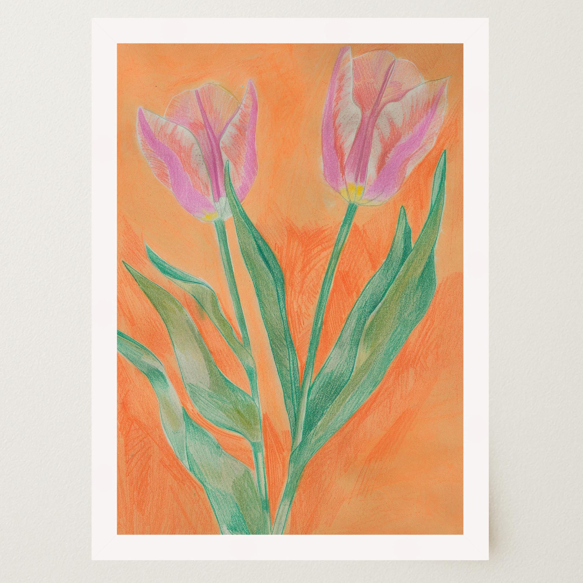 Pink Tulip Botanical Wall Art Print-Skudaboo