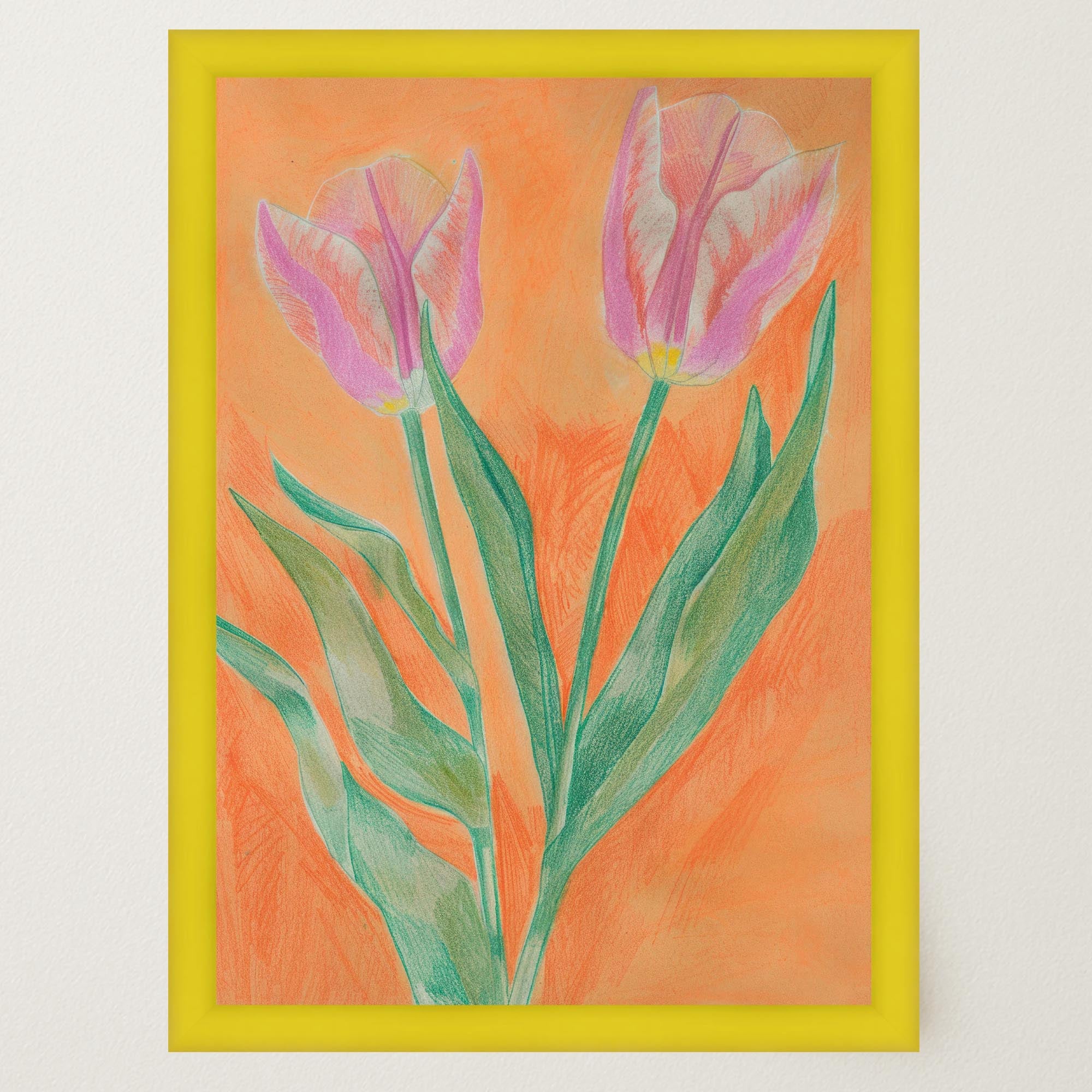 Pink Tulip Botanical Wall Art Print-Skudaboo