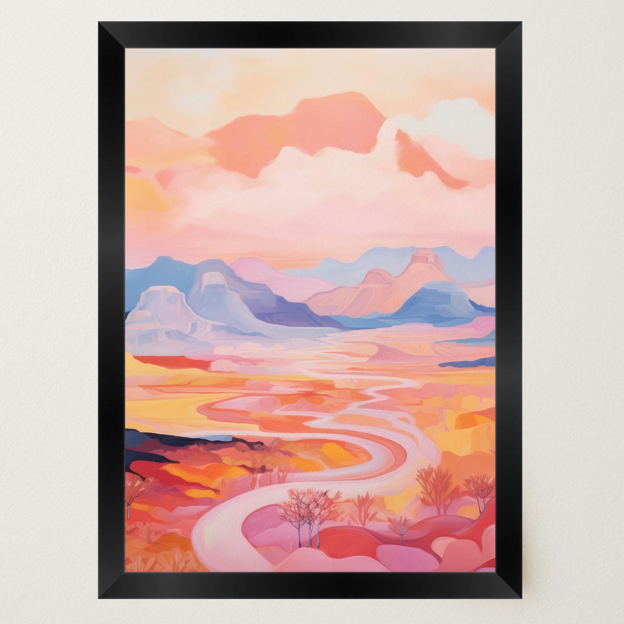Pastel Mountain Landscape Wall Art Print-Skudaboo