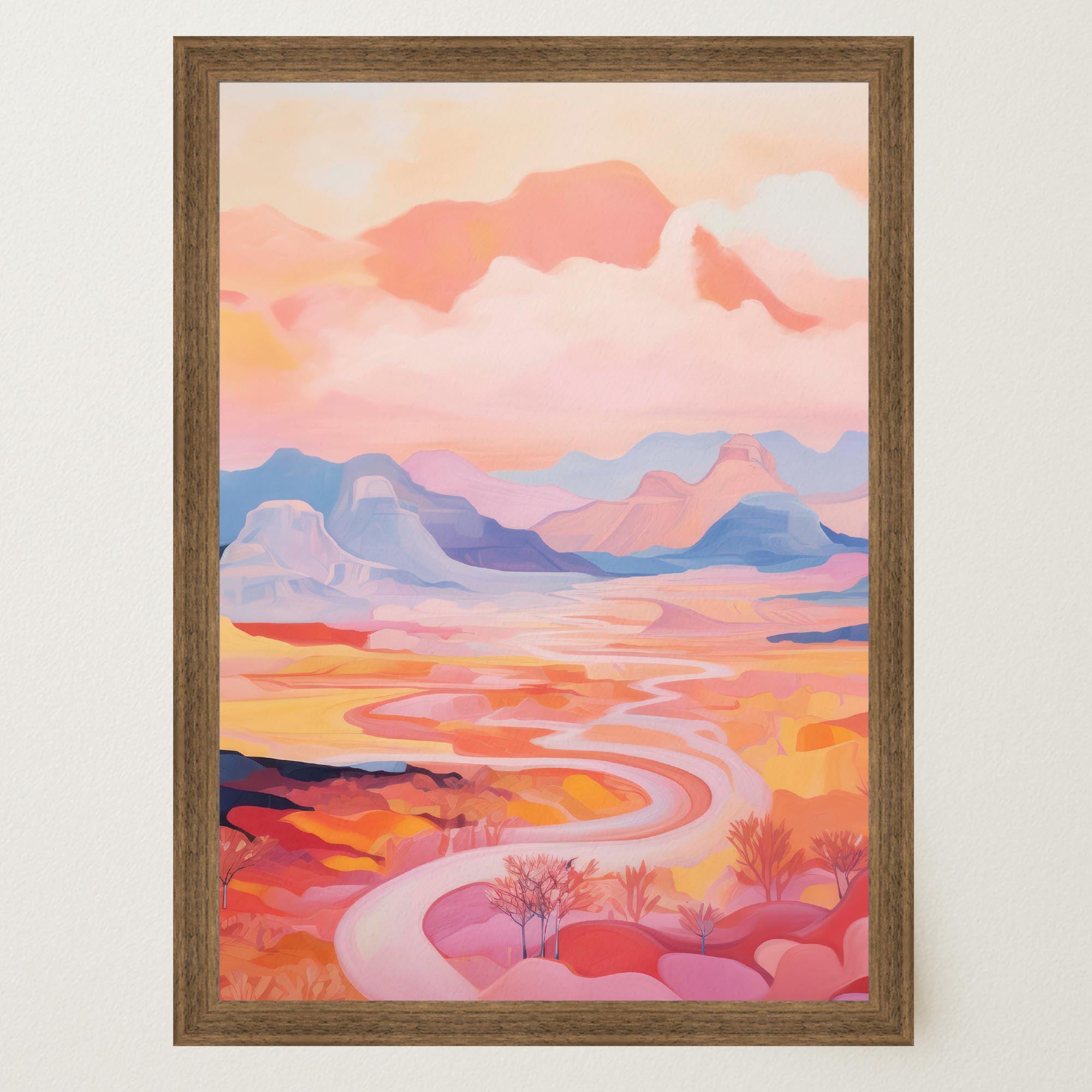 Pastel Mountain Landscape Wall Art Print-Skudaboo