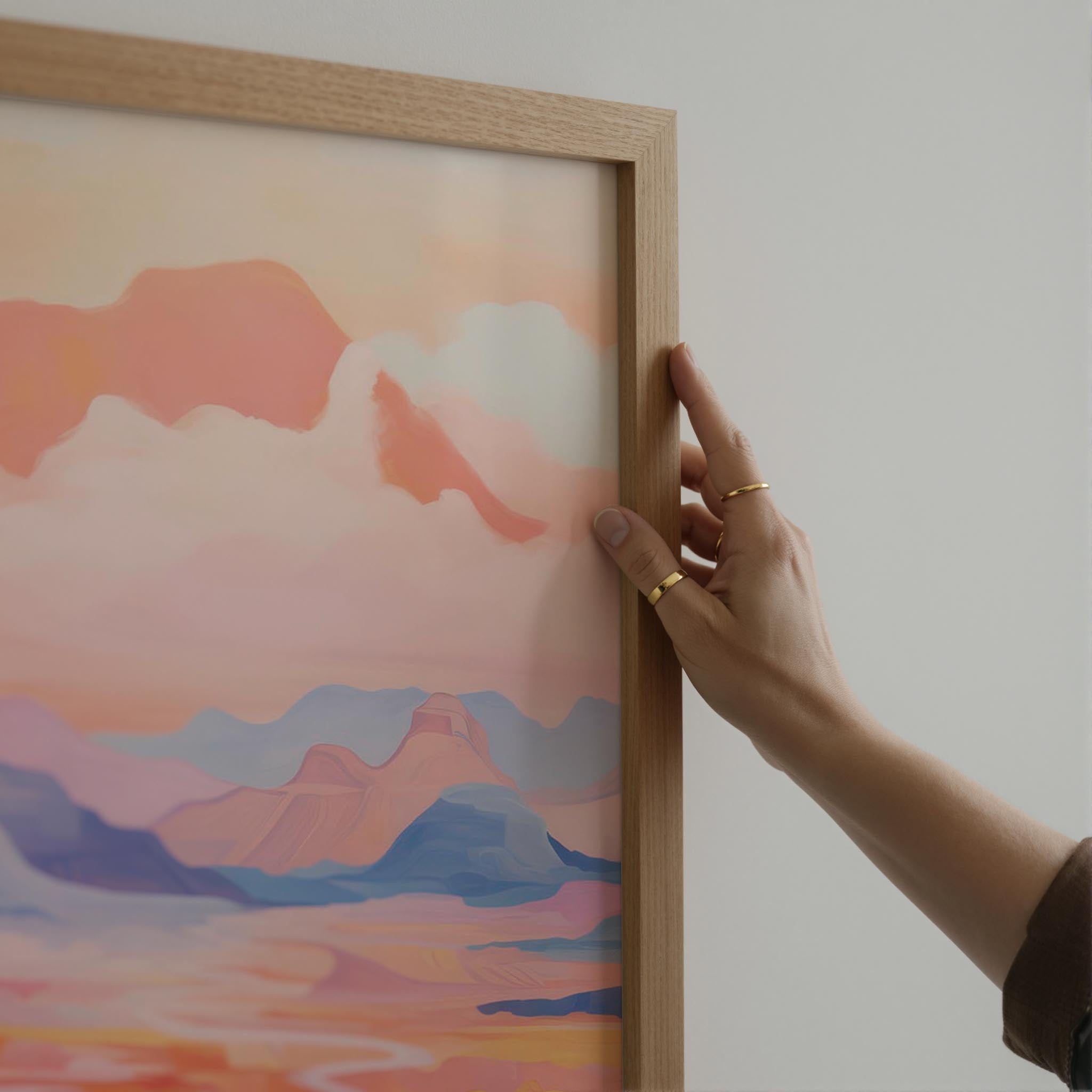 Pastel Mountain Landscape Wall Art Print-Skudaboo