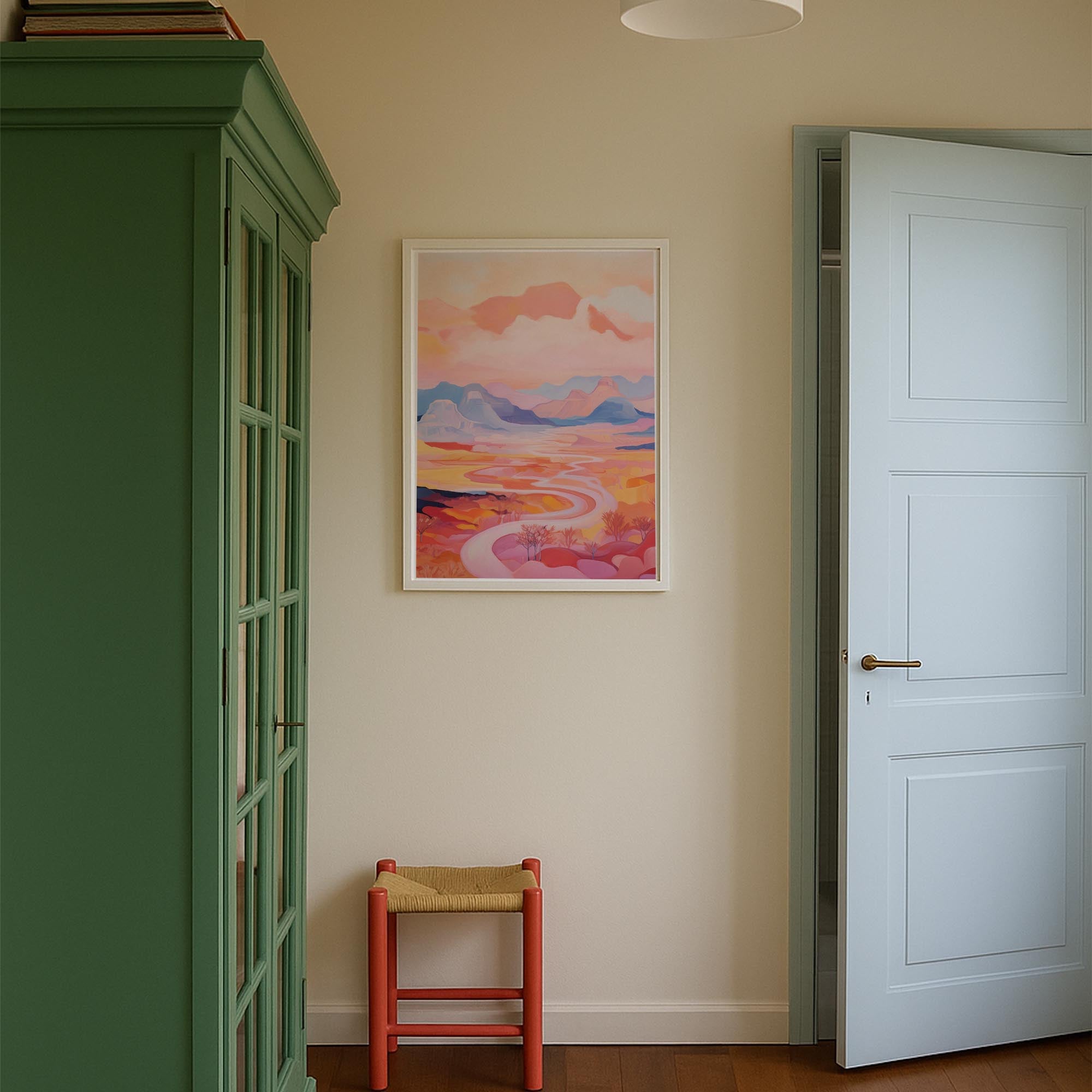 Pastel Mountain Landscape Wall Art Print-Skudaboo