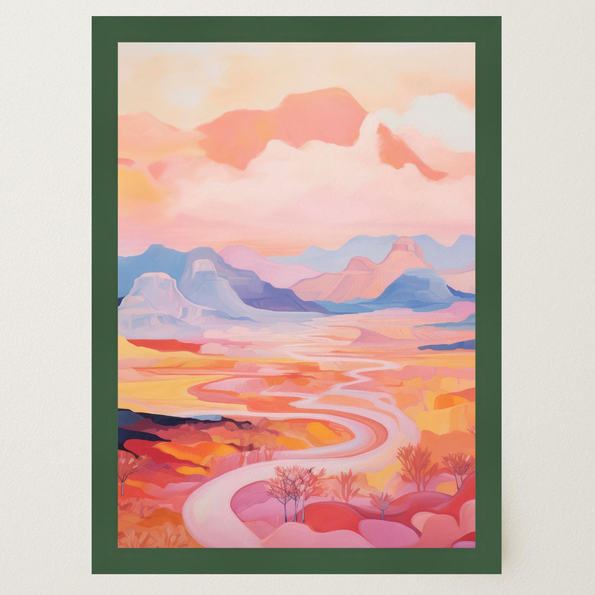 Pastel Mountain Landscape Wall Art Print-Skudaboo