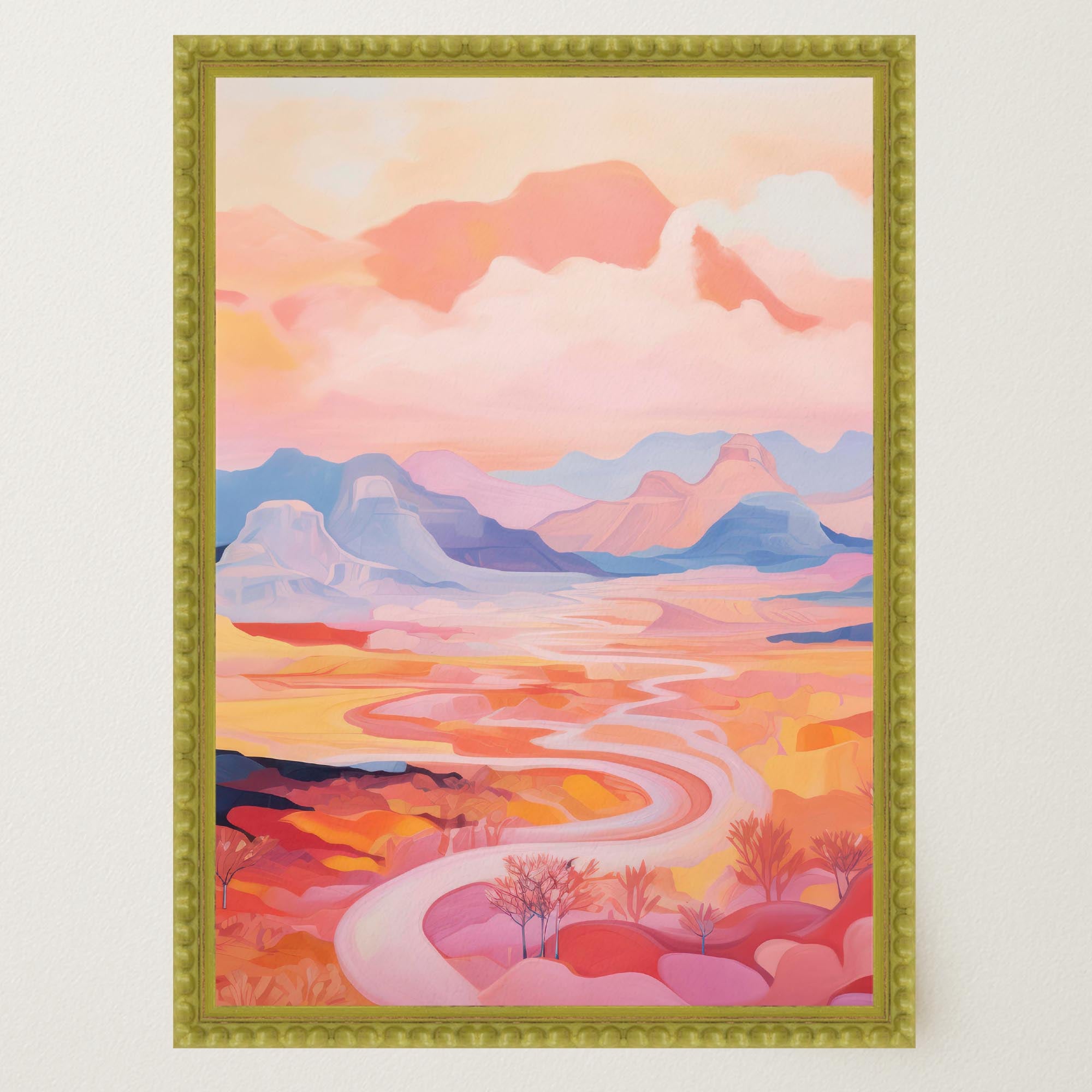 Pastel Mountain Landscape Wall Art Print-Skudaboo