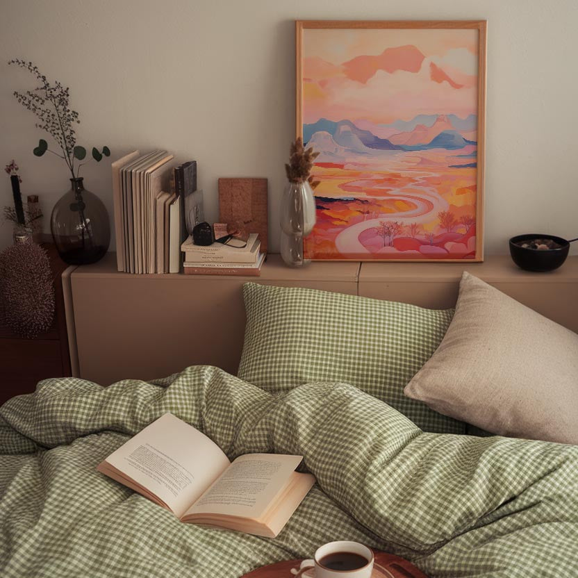 Pastel Mountain Landscape Wall Art Print-Skudaboo
