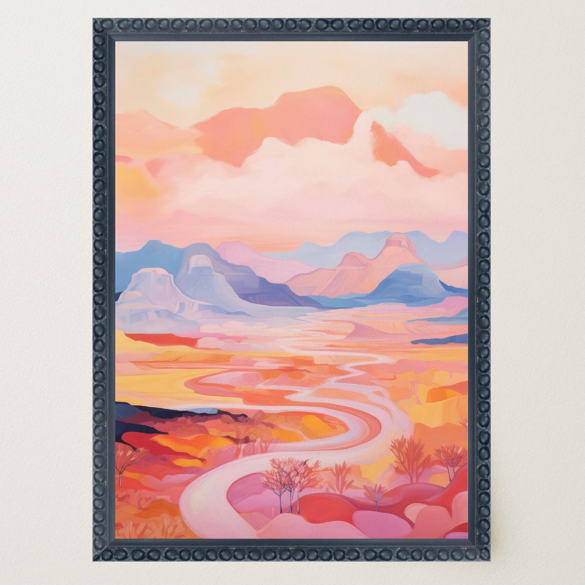 Pastel Mountain Landscape Wall Art Print-Skudaboo
