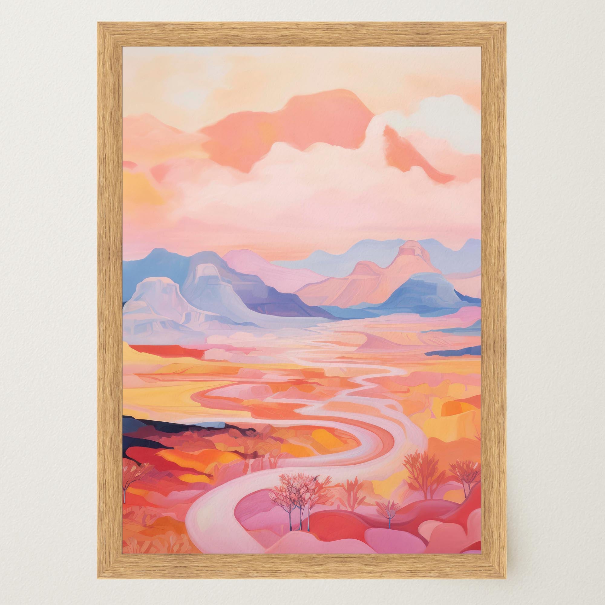 Pastel Mountain Landscape Wall Art Print-Skudaboo