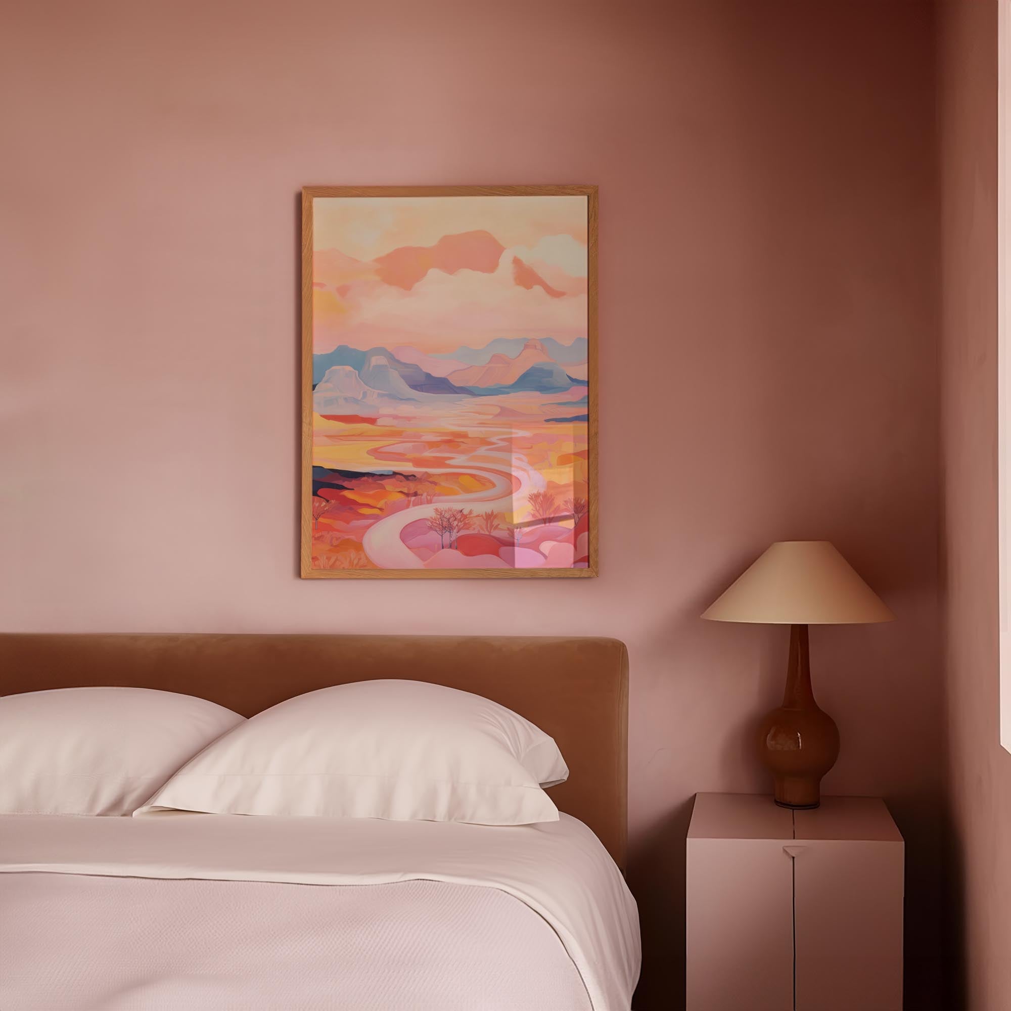 Pastel Mountain Landscape Wall Art Print-Skudaboo