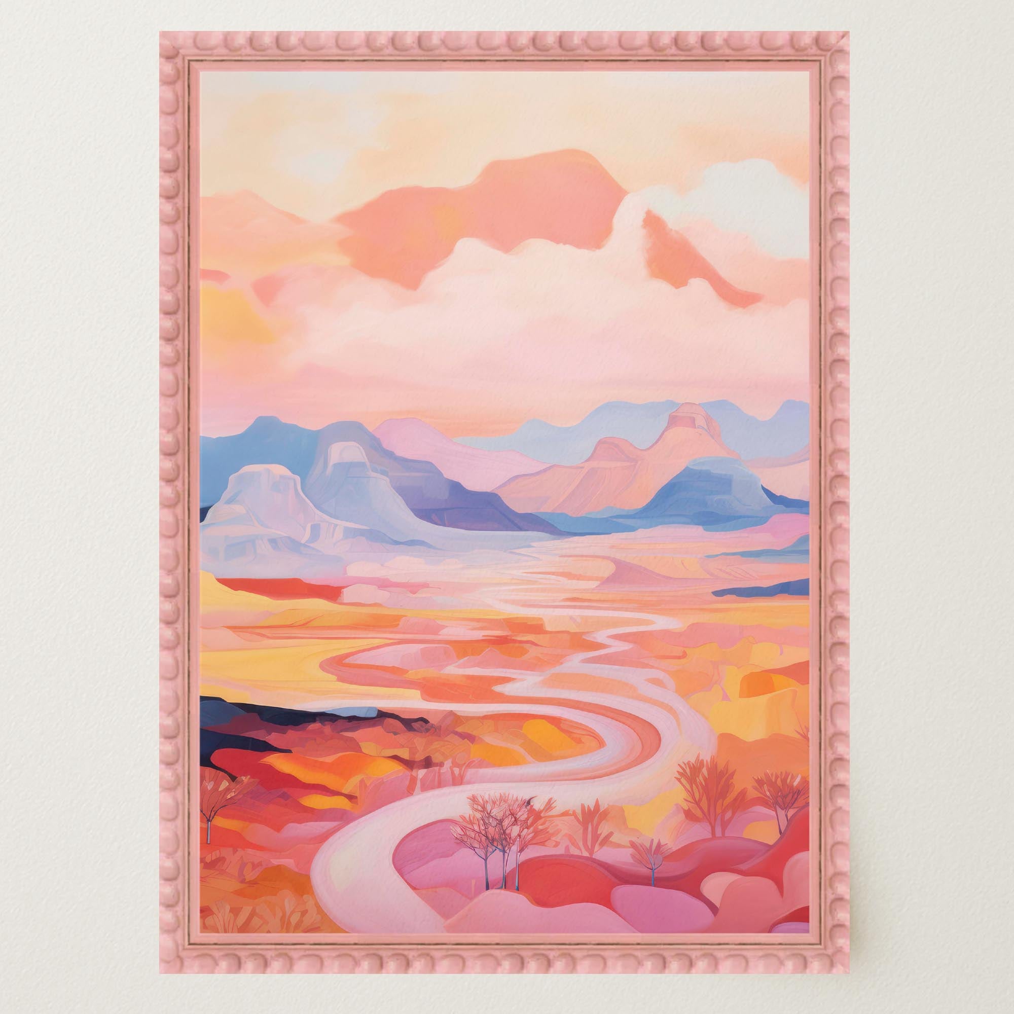 Pastel Mountain Landscape Wall Art Print-Skudaboo