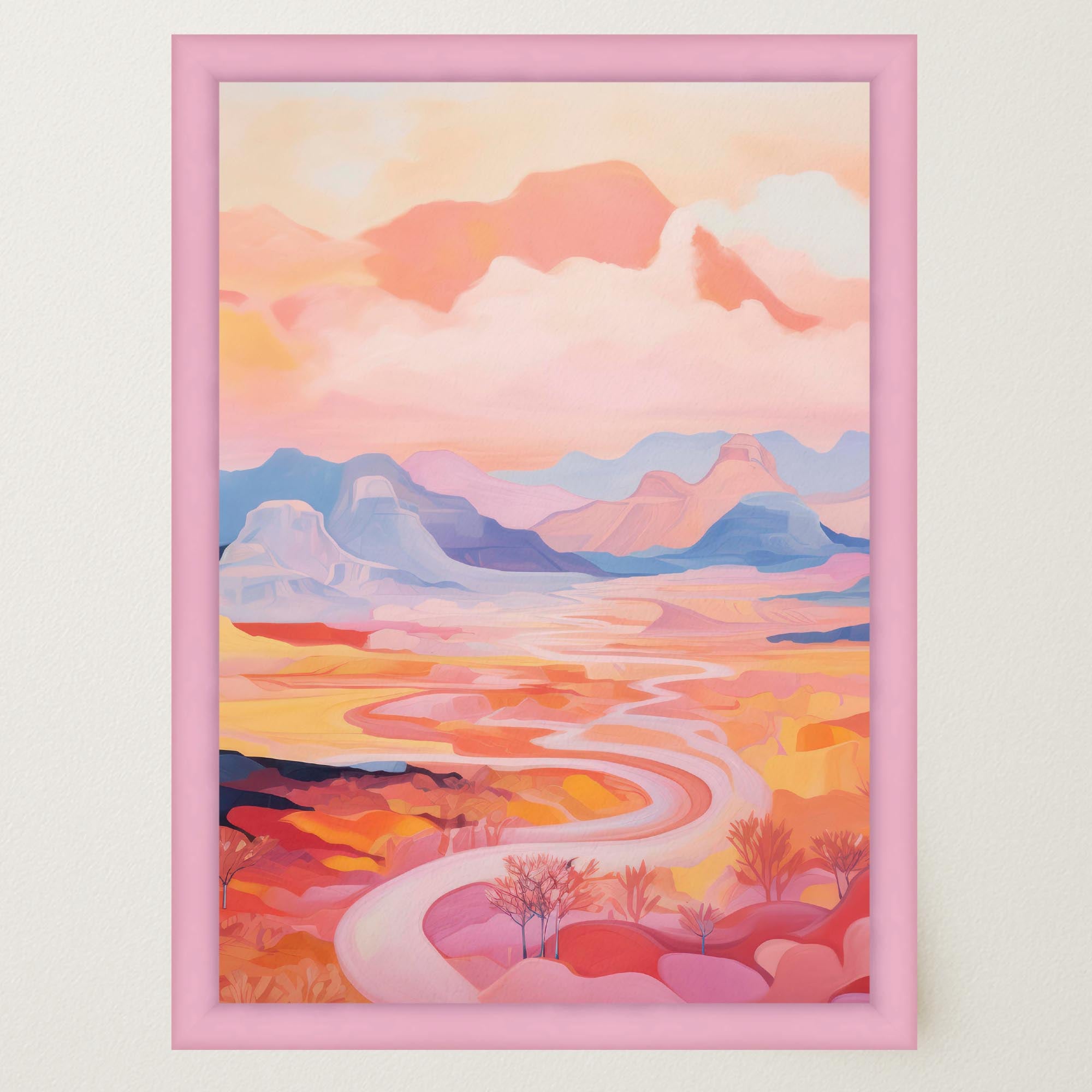 Pastel Mountain Landscape Wall Art Print-Skudaboo