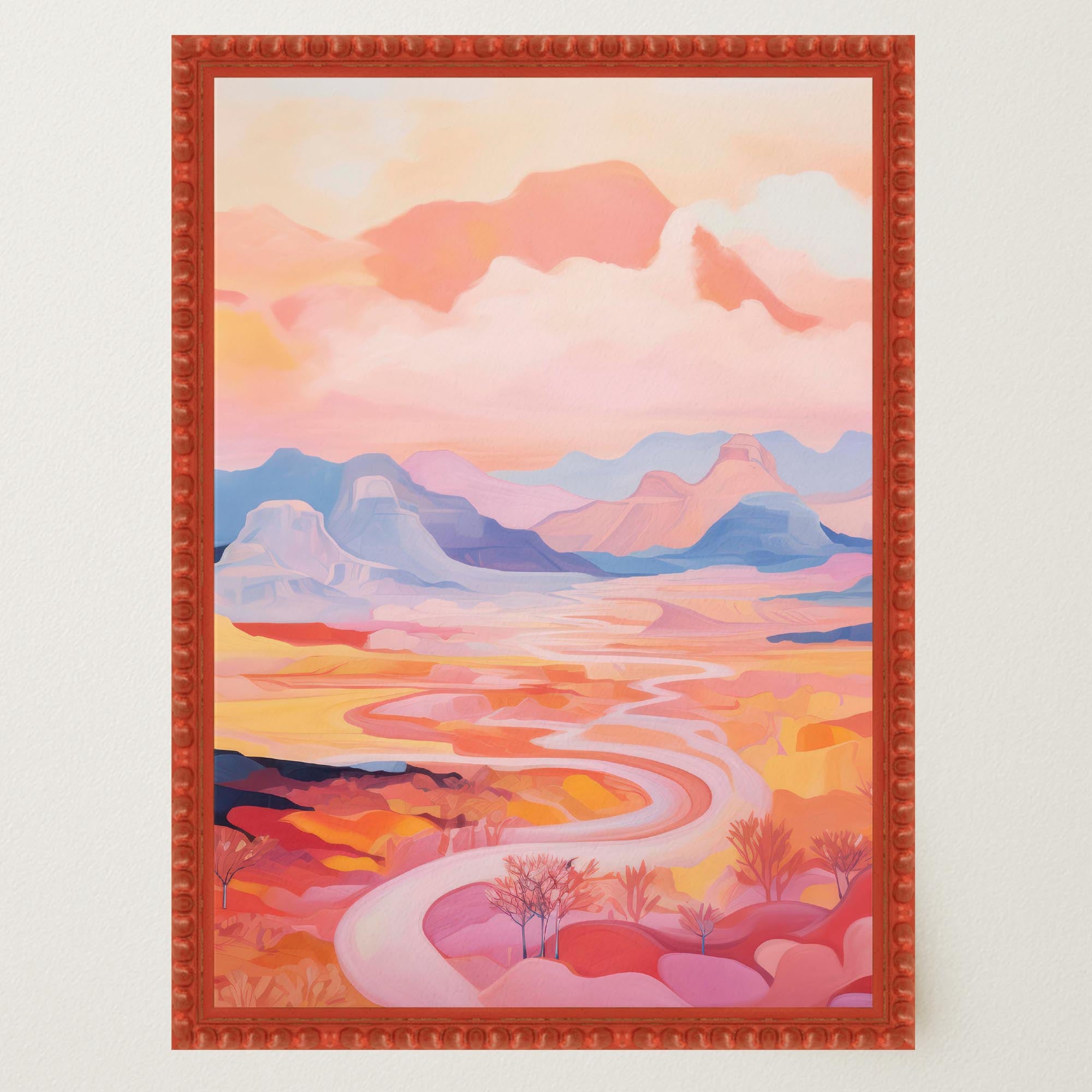 Pastel Mountain Landscape Wall Art Print-Skudaboo