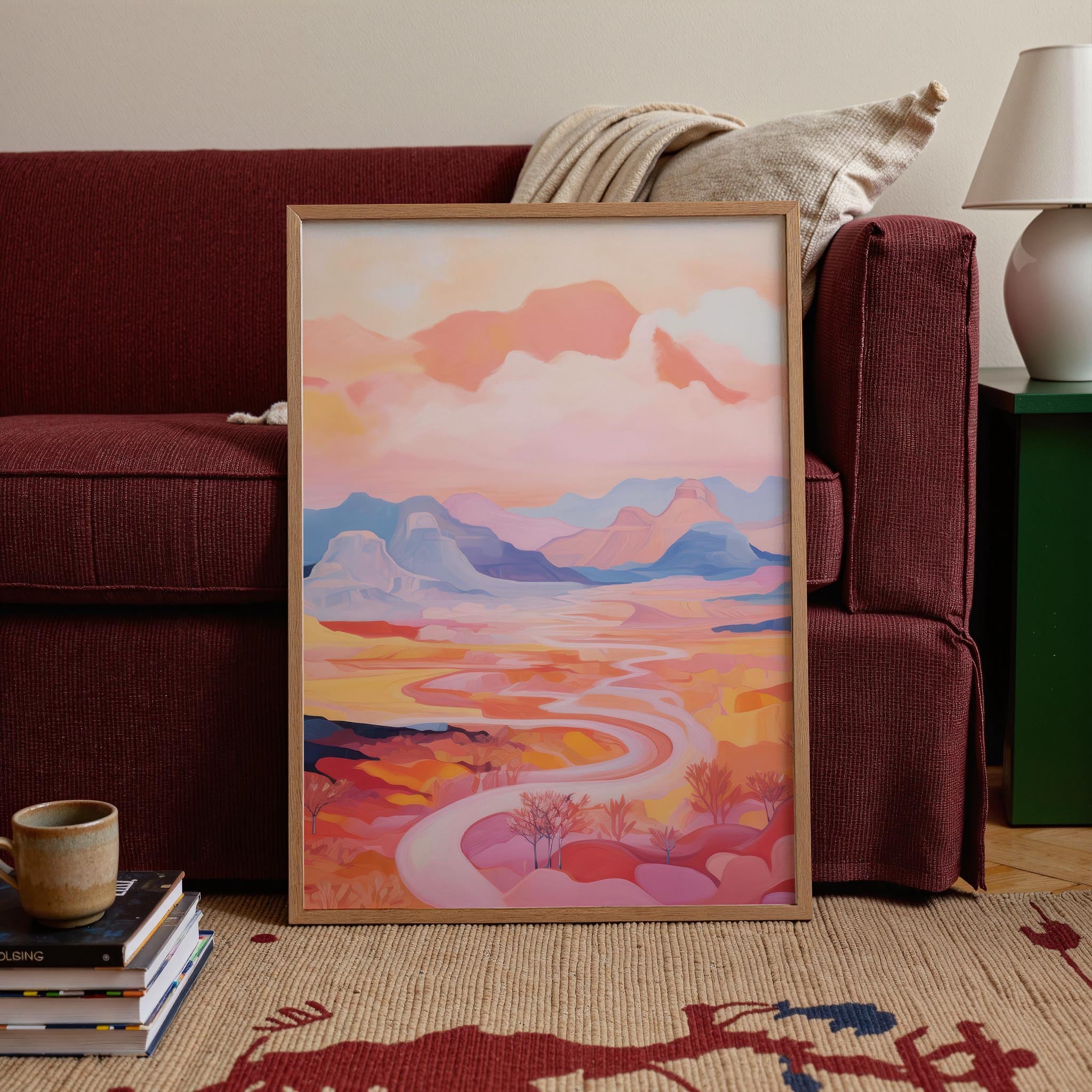 Pastel Mountain Landscape Wall Art Print-Skudaboo