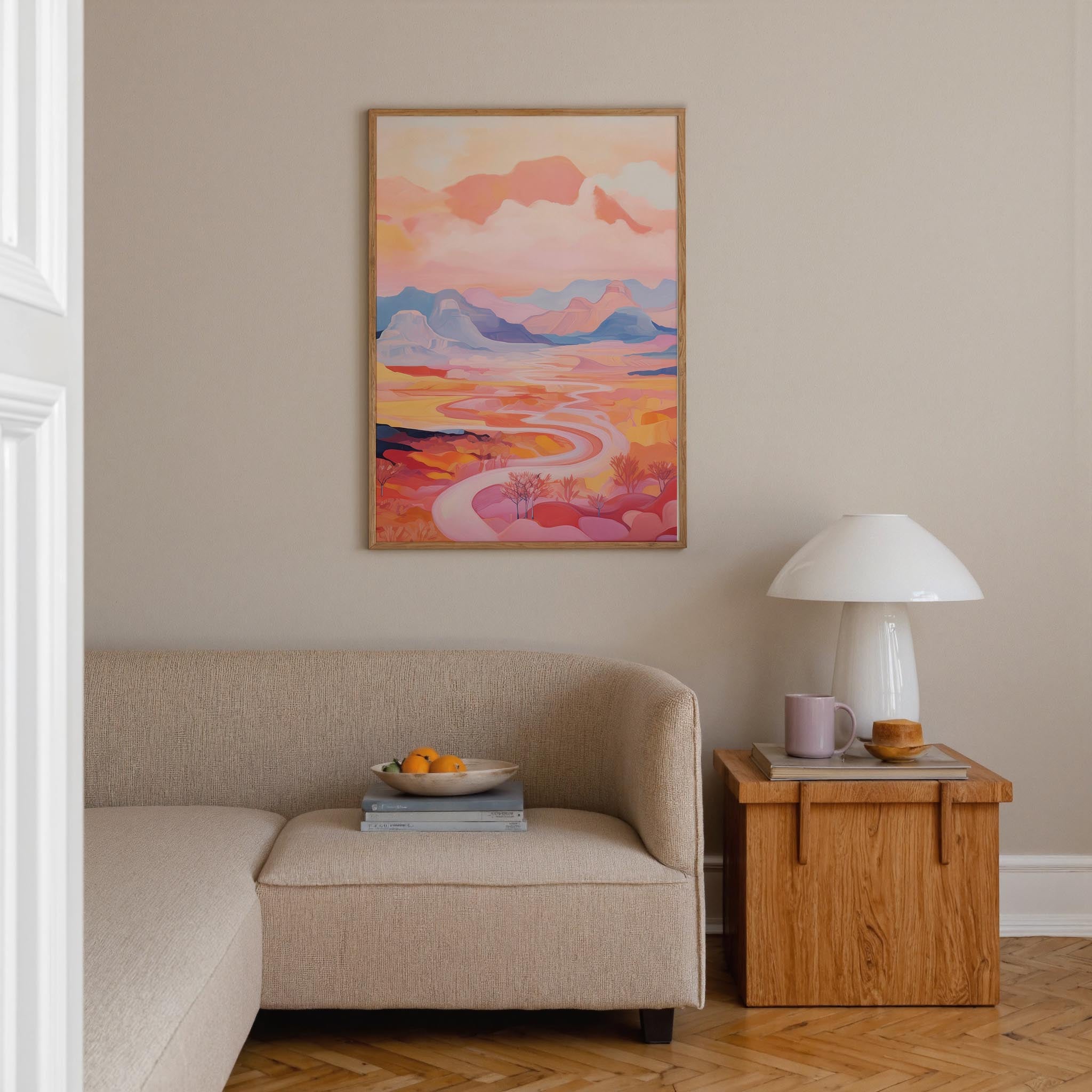 Pastel Mountain Landscape Wall Art Print-Skudaboo