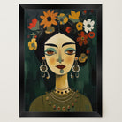 Floral Woman Portrait Wall Art Print-Skudaboo