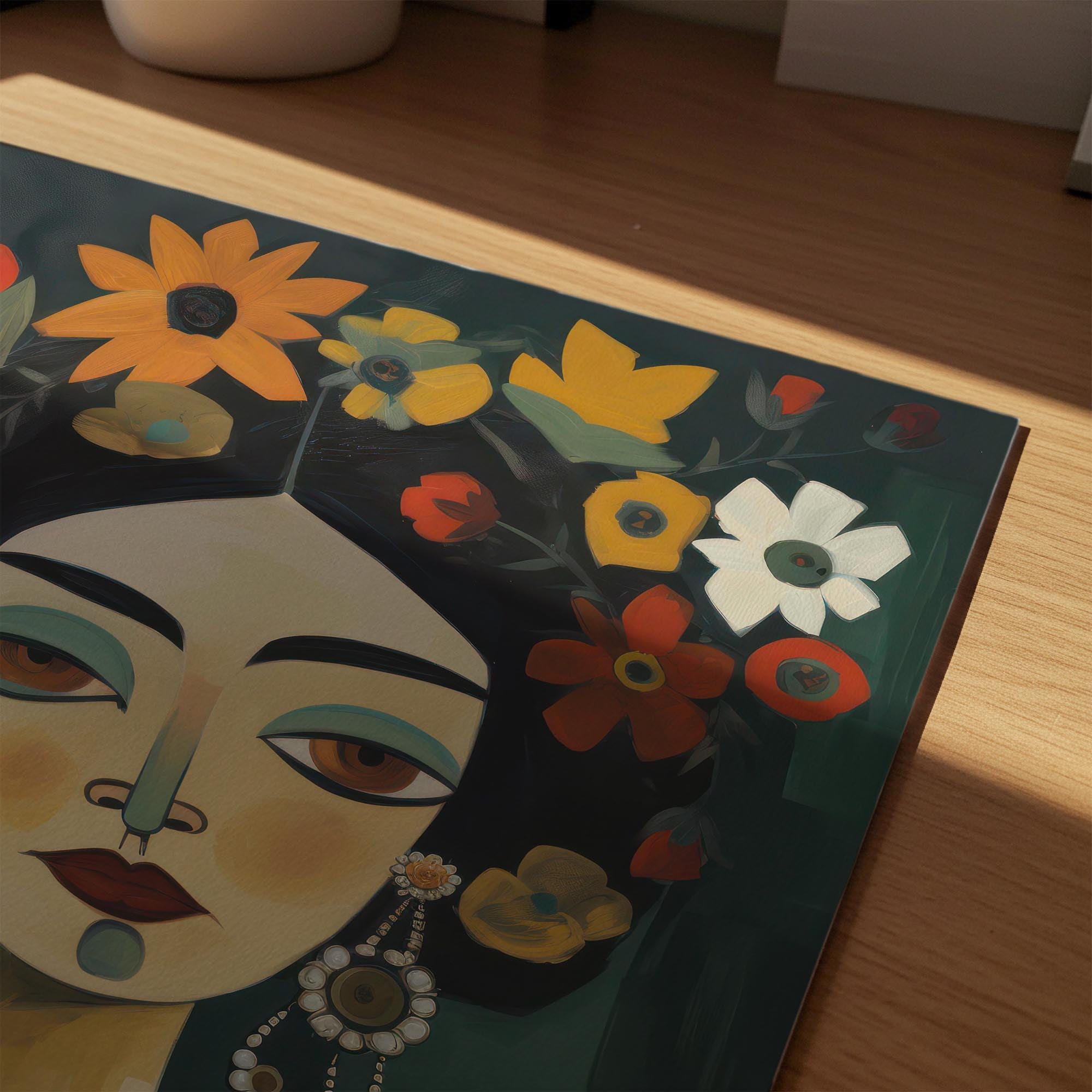 Floral Woman Portrait Wall Art Print-Skudaboo