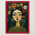 Floral Woman Portrait Wall Art Print-Skudaboo