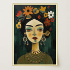 Floral Woman Portrait Wall Art Print-Skudaboo