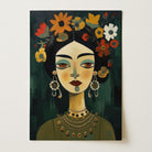 Floral Woman Portrait Wall Art Print-Skudaboo