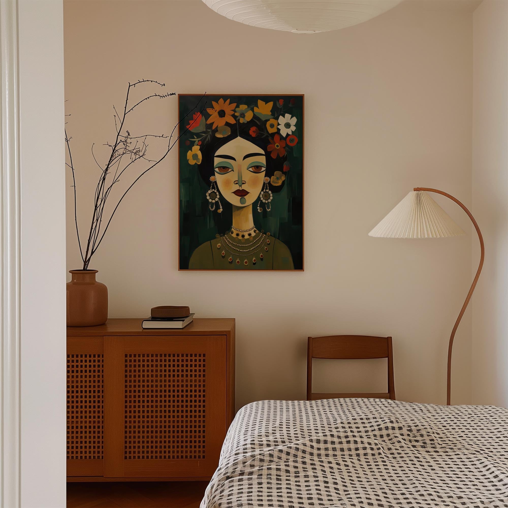Floral Woman Portrait Wall Art Print-Skudaboo