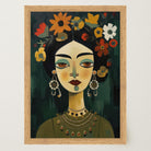 Floral Woman Portrait Wall Art Print-Skudaboo