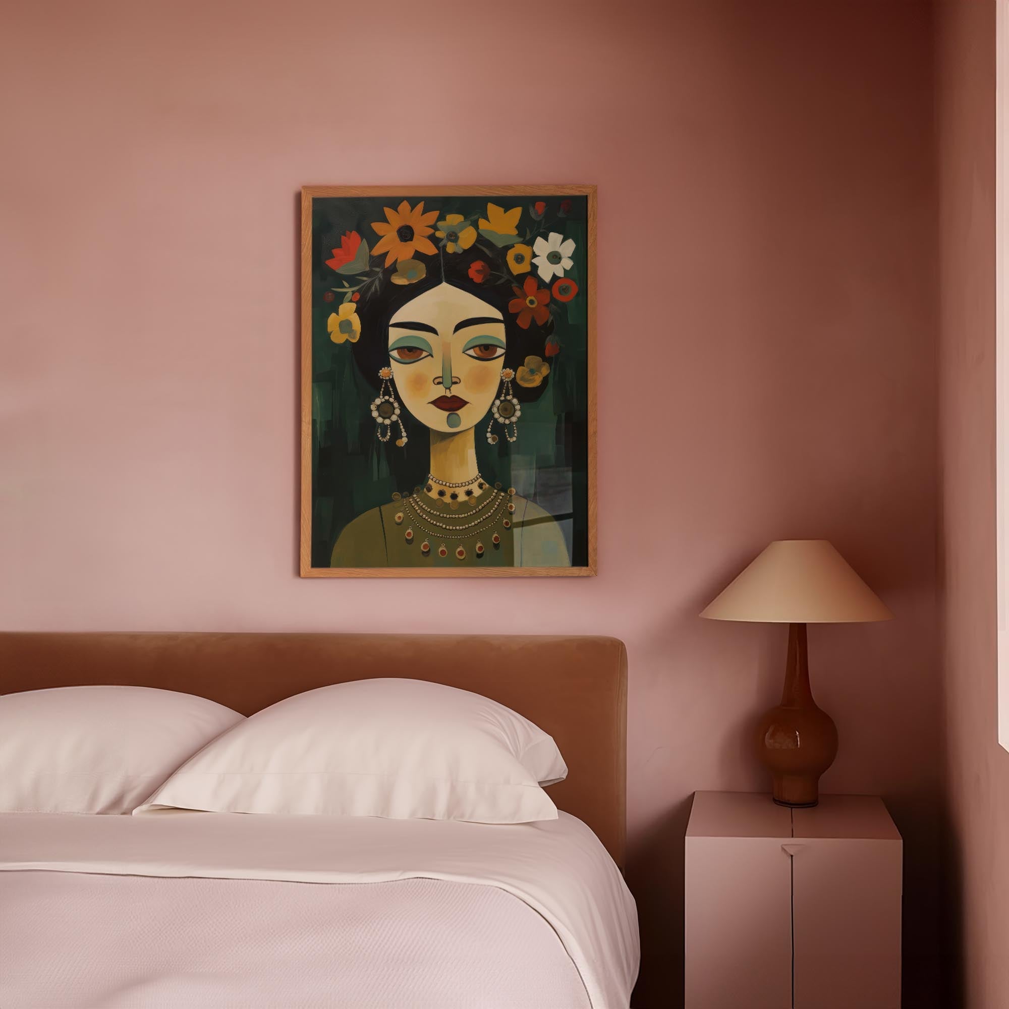 Floral Woman Portrait Wall Art Print-Skudaboo