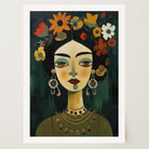 Floral Woman Portrait Wall Art Print-Skudaboo