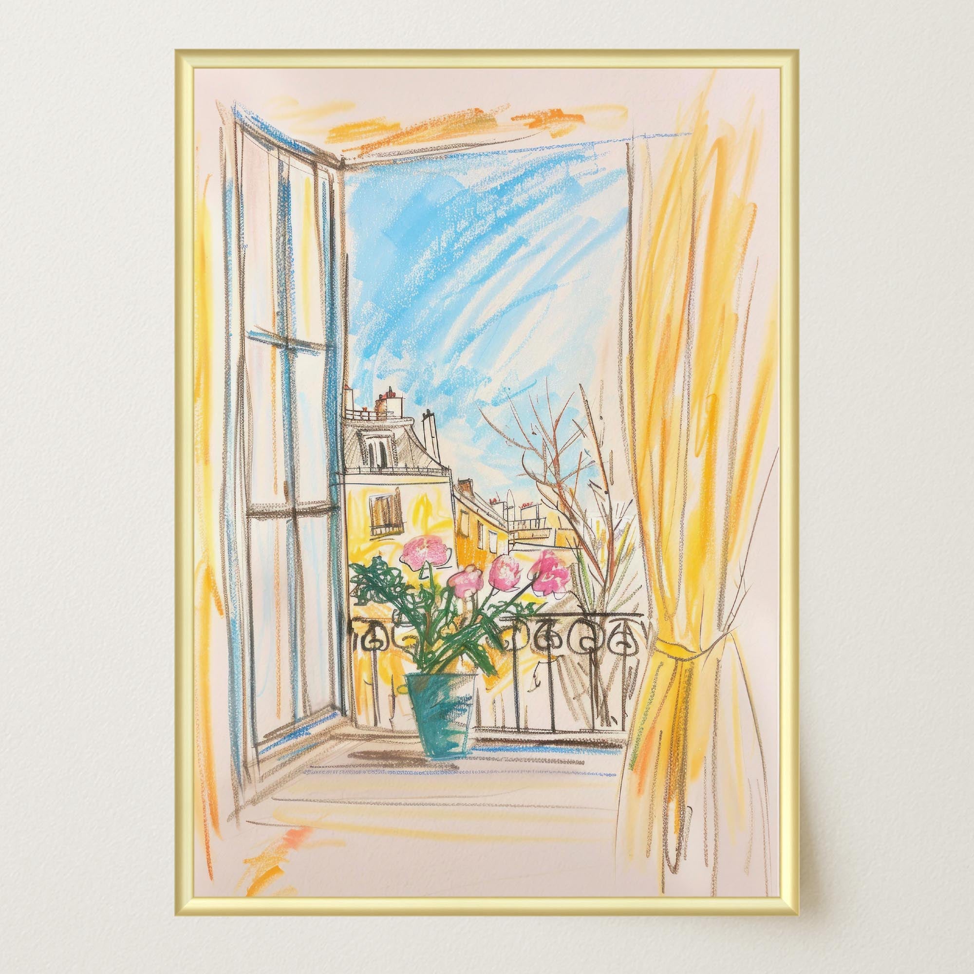 Pastel Cityscape Wall Art Print-Skudaboo