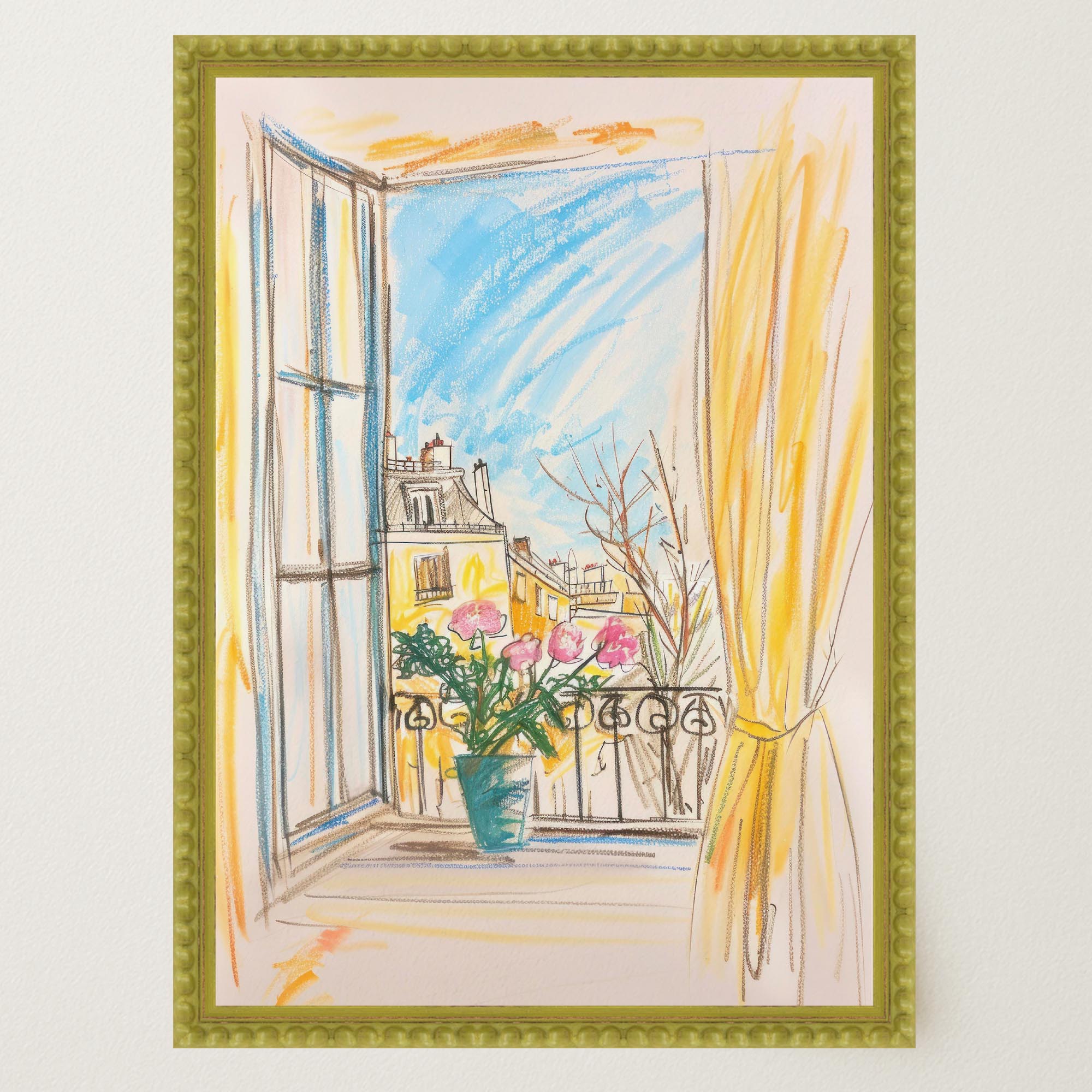 Pastel Cityscape Wall Art Print-Skudaboo