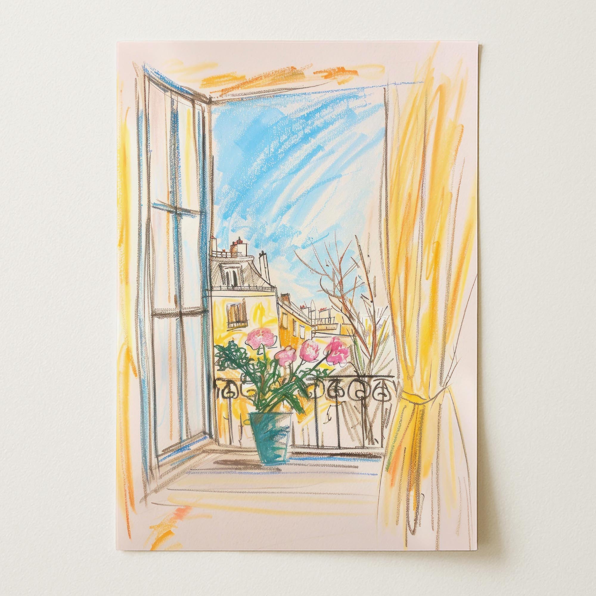 Pastel Cityscape Wall Art Print-Skudaboo