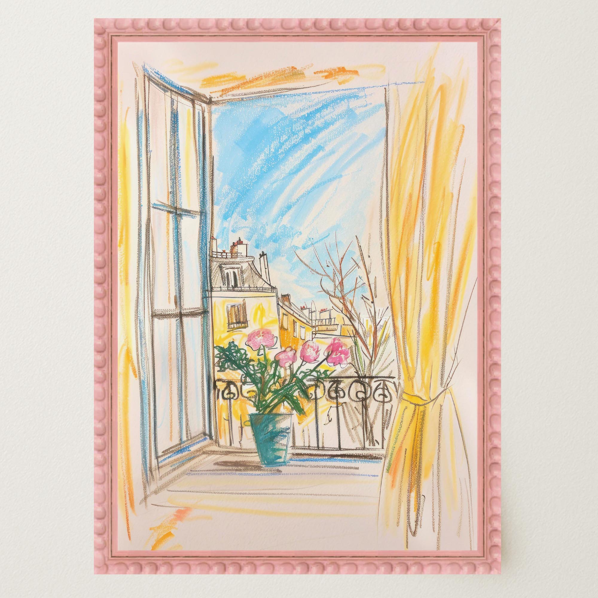 Pastel Cityscape Wall Art Print-Skudaboo